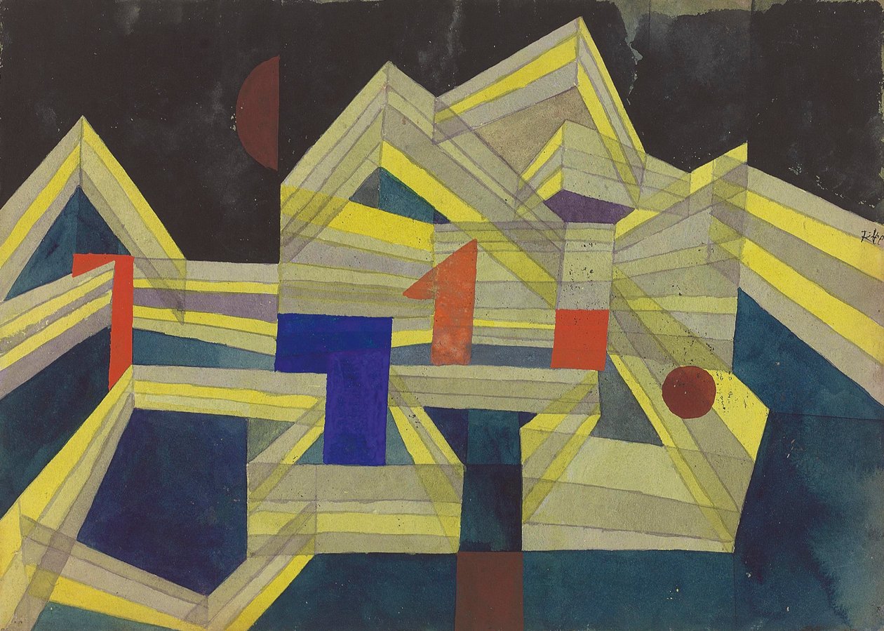 Arkkitehtuuri, läpinäkyvä rakenteellinen, 1921. tekijältä Paul Klee