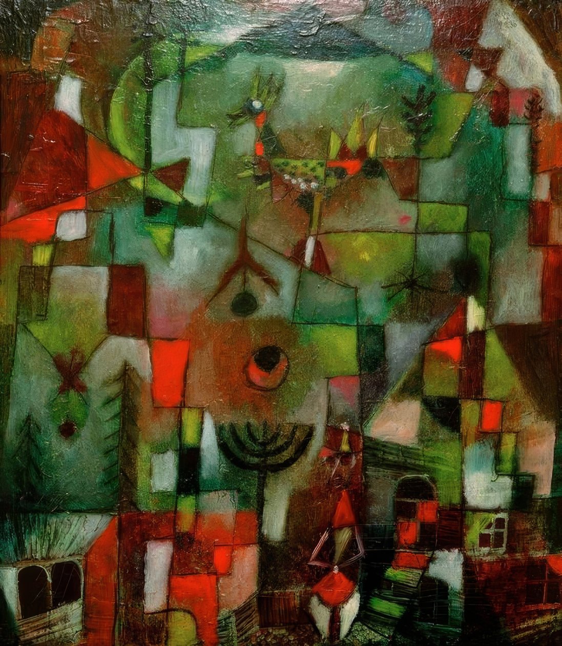 Kuva kukon ja lestarin kanssa tekijältä Paul Klee