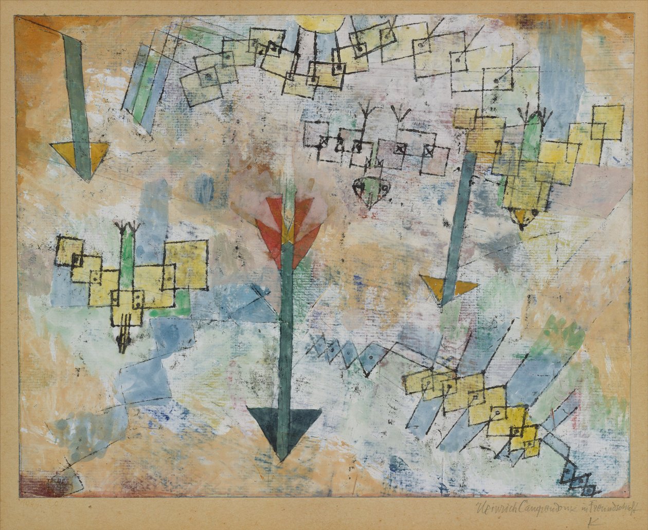 Pássaros descendo e Arrowsfinnish tekijältä Paul Klee