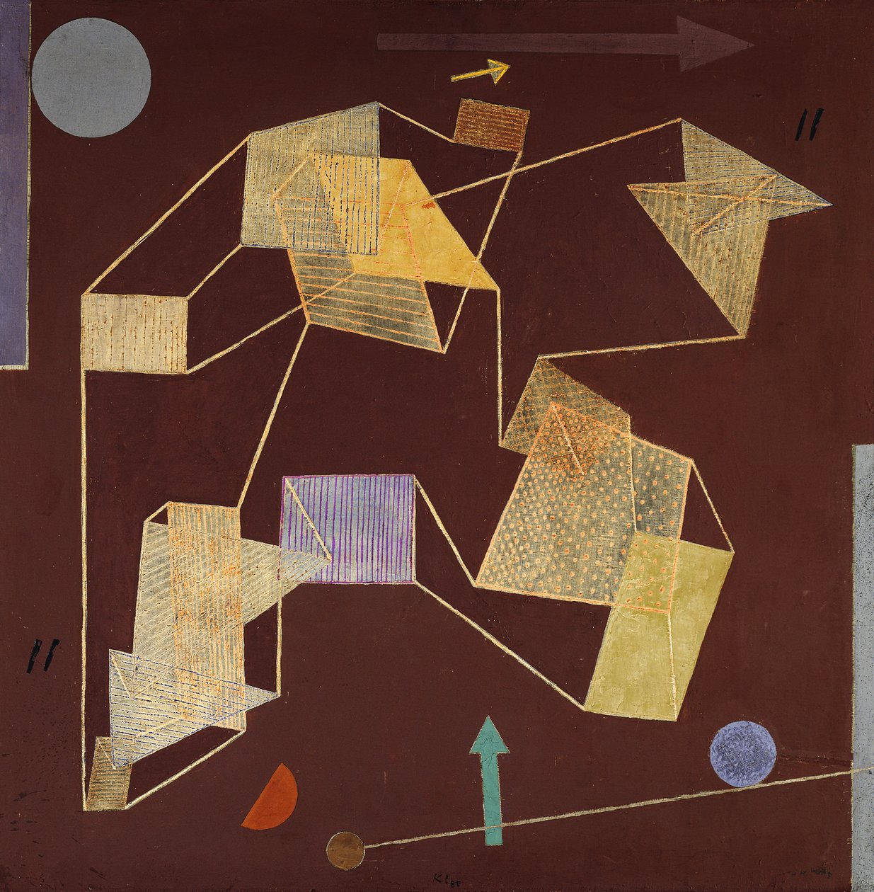 kelluvuus ja siirtymä (nousing); Hissi ja polku (liuku) tekijältä Paul Klee