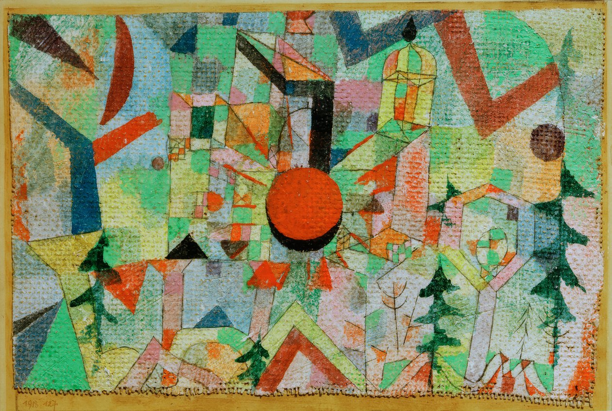 Burg mit untergehender Sonne tekijältä Paul Klee