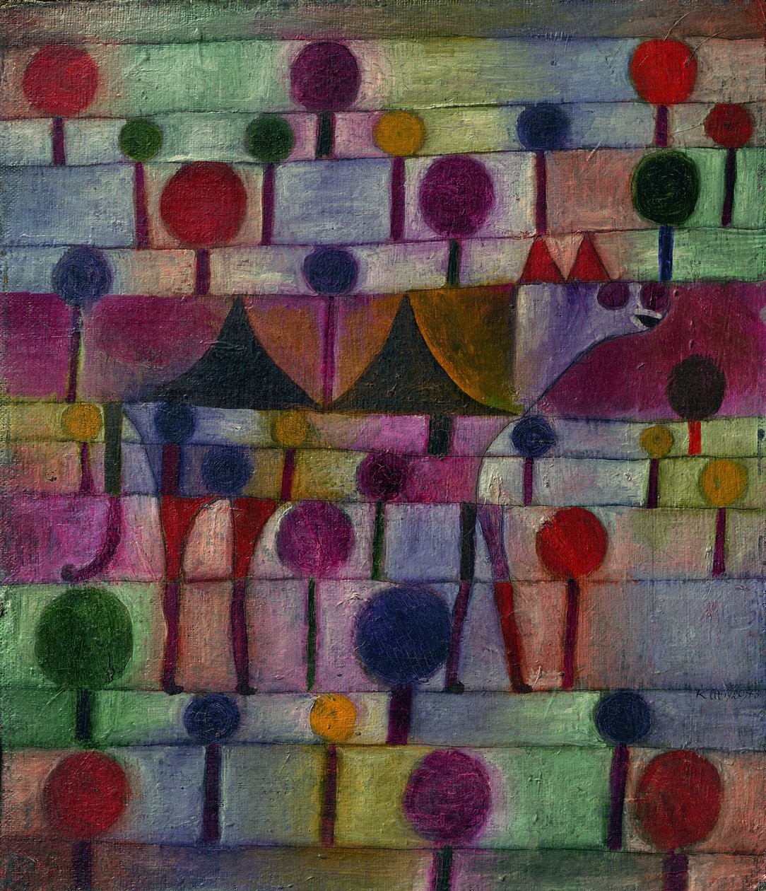 Kameli rytmisessä puiden maisemassa, 1920 tekijältä Paul Klee