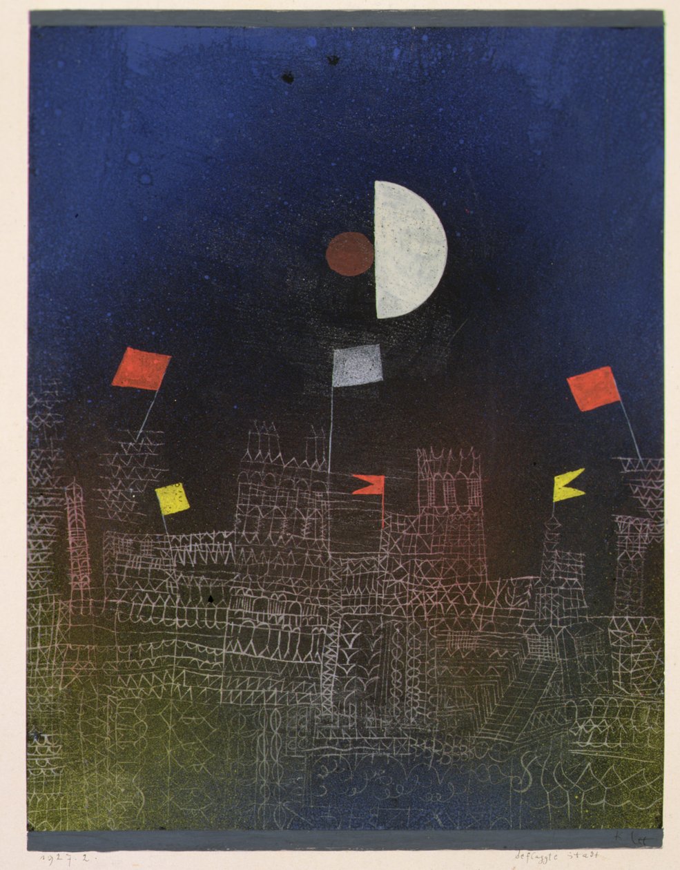 Kaupunki lippujen kanssa tekijältä Paul Klee