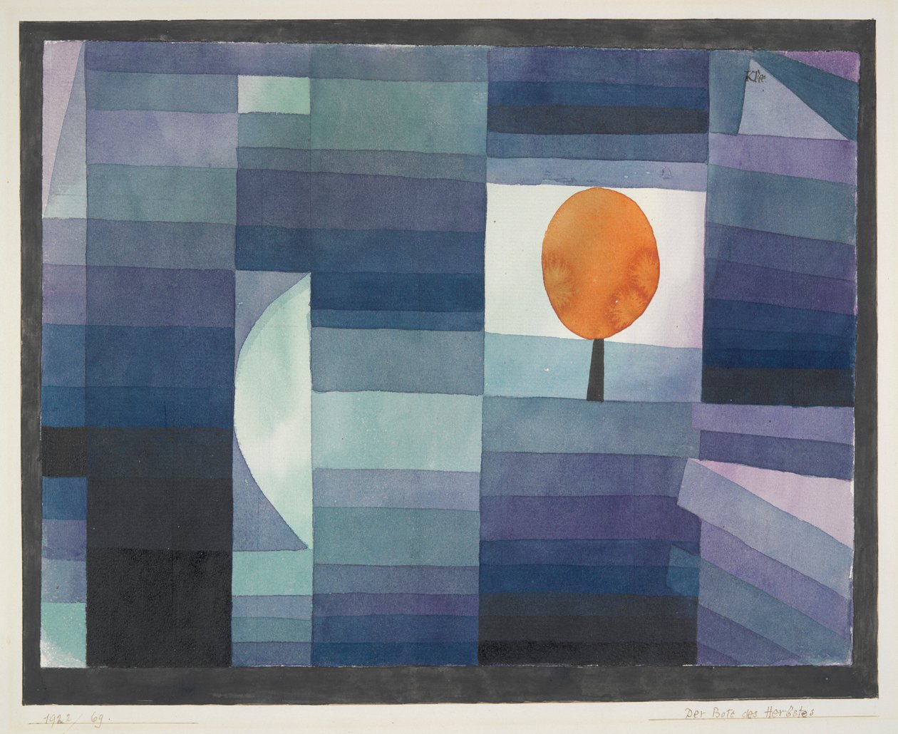 Syksyn esikuva [vihreä/violetti sävy oranssilla korostuksella] tekijältä Paul Klee