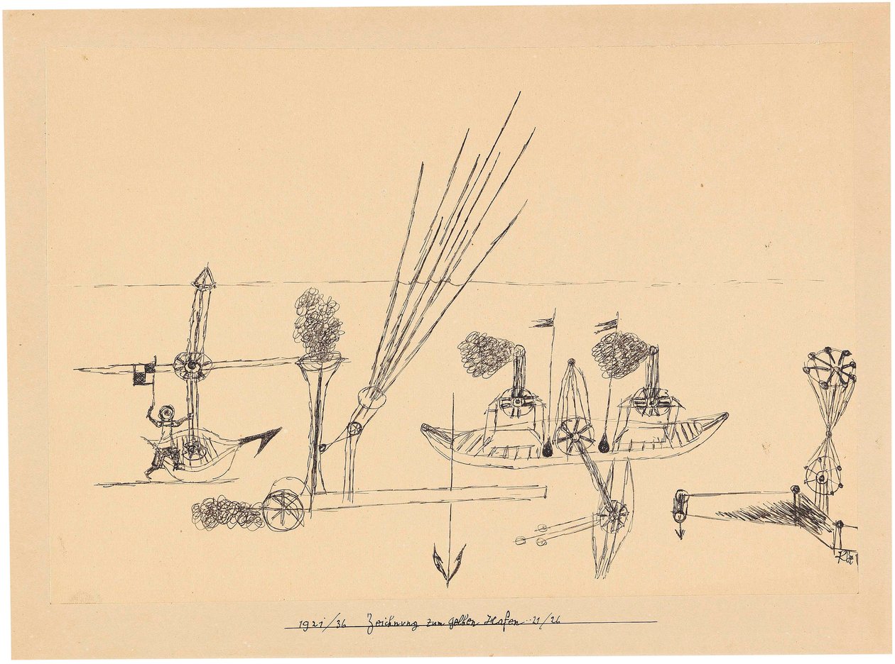 Piirustus keltaiselle satamalle, 1921-1926. tekijältä Paul Klee