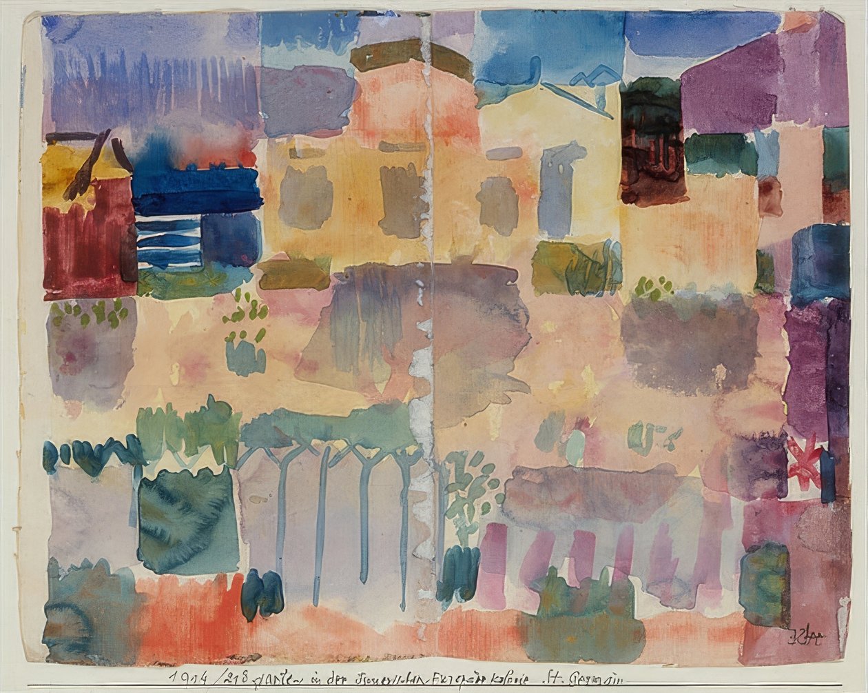 Puutarha St. Germainissa, Eurooppa-korttelissa lähellä Tunisia. 1914 tekijältä Paul Klee