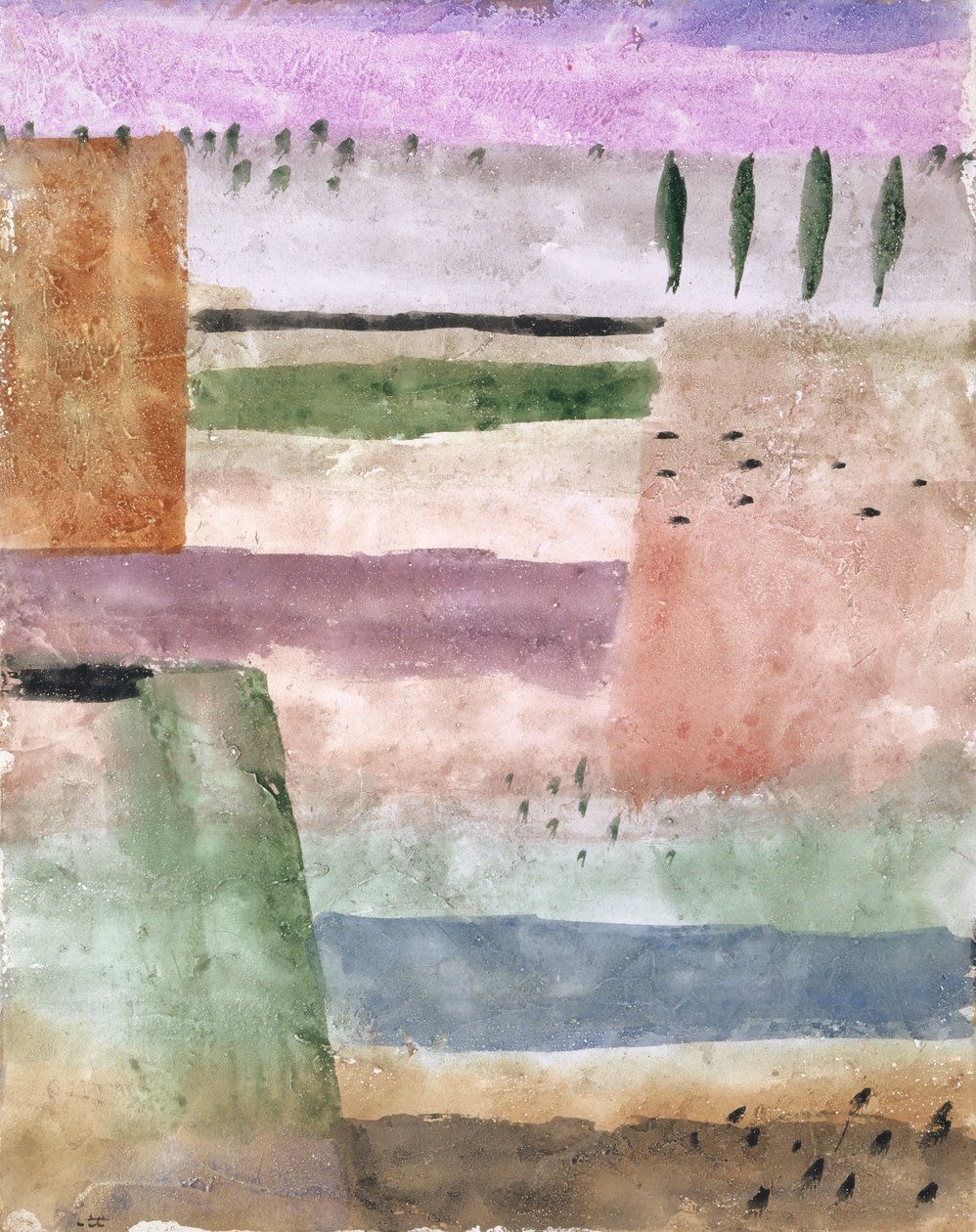 Maisema poppelien kanssa tekijältä Paul Klee
