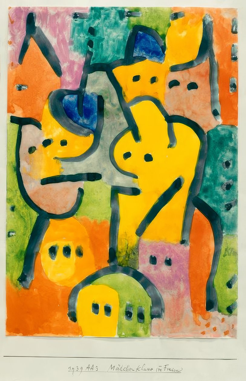 Mädchenklasse im Freien tekijältä Paul Klee