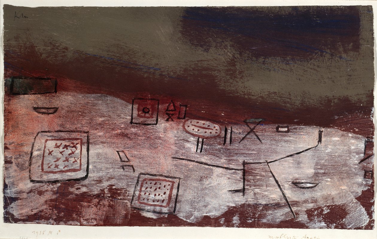 Moeblierte Arktis (arktiset huonekalut). 1935 (Tempera paperilla) tekijältä Paul Klee