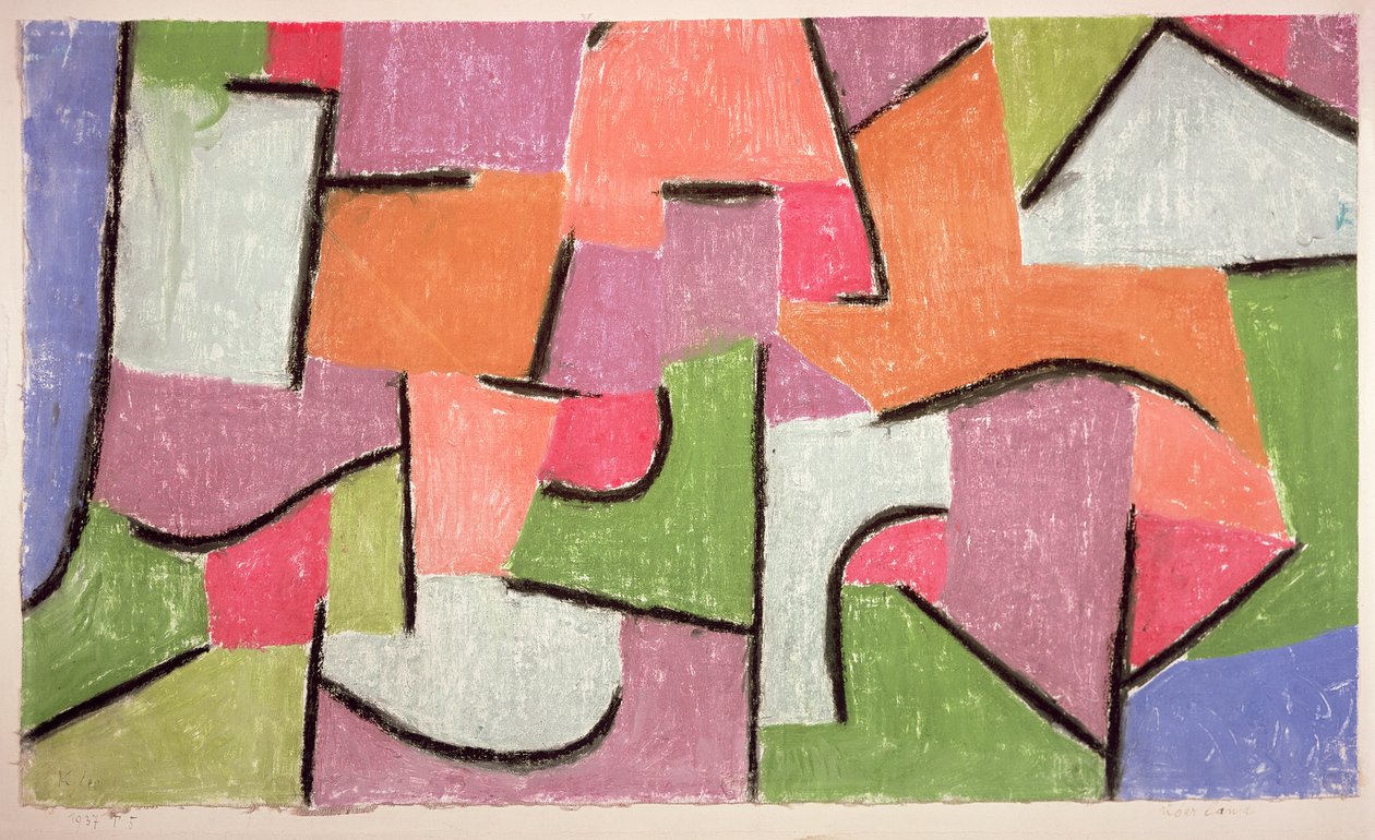Overland (Uberland) 1937 (pastelli pellavalle) tekijältä Paul Klee
