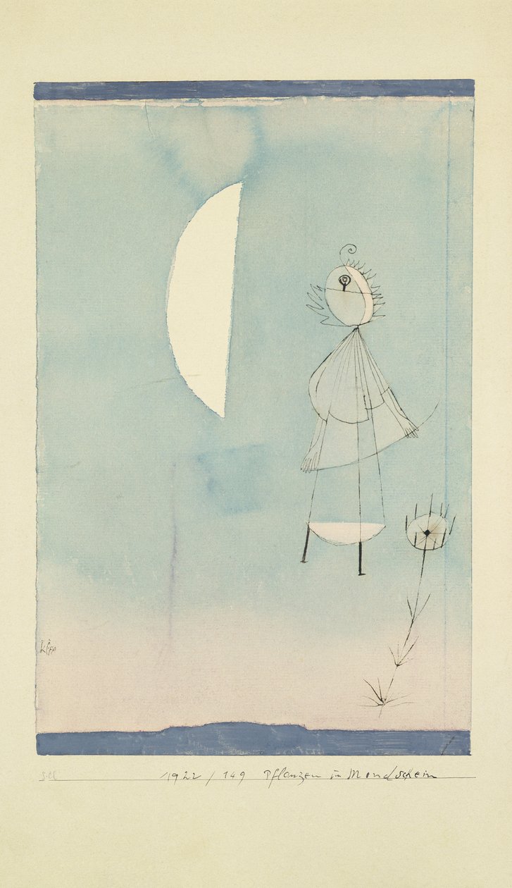 Kasvit kuunvalossa (muste ja akvarelli paperille) tekijältä Paul Klee