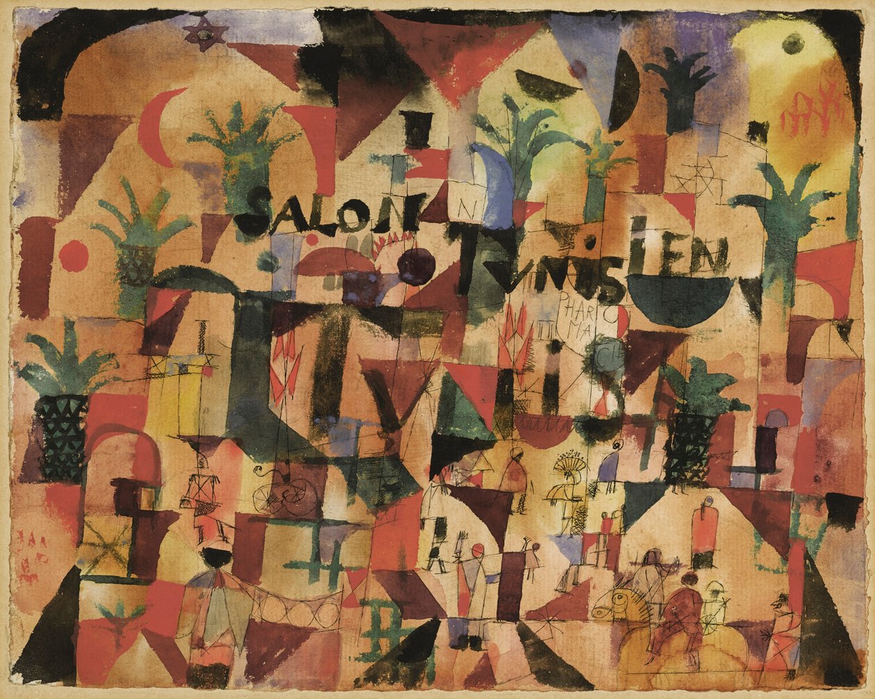 Tunisian salonkiliikenne Boulevard Tunisilla, 1918. tekijältä Paul Klee