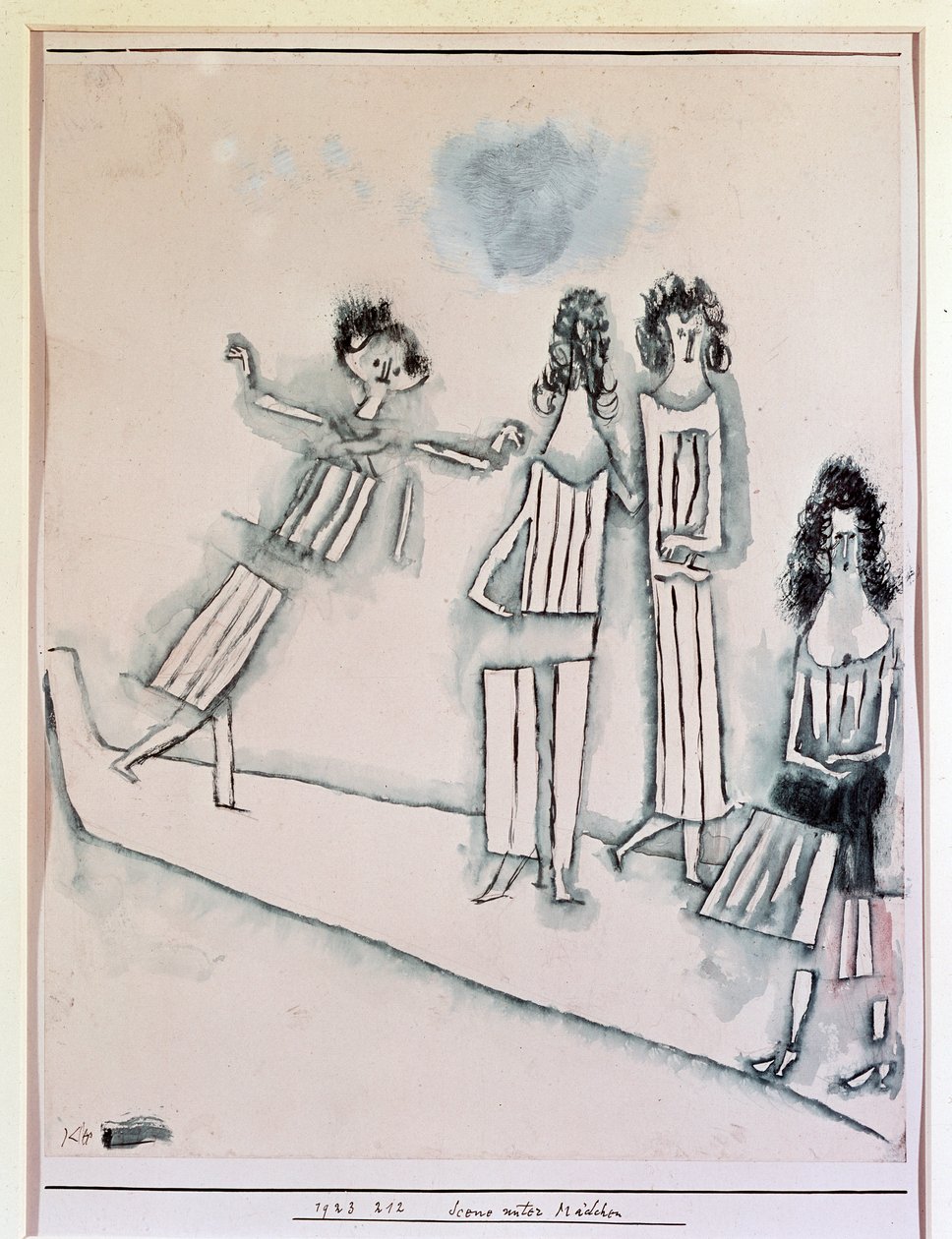 Kohtaus tyttöjen kanssa (piirustus, 1900-luku) tekijältä Paul Klee