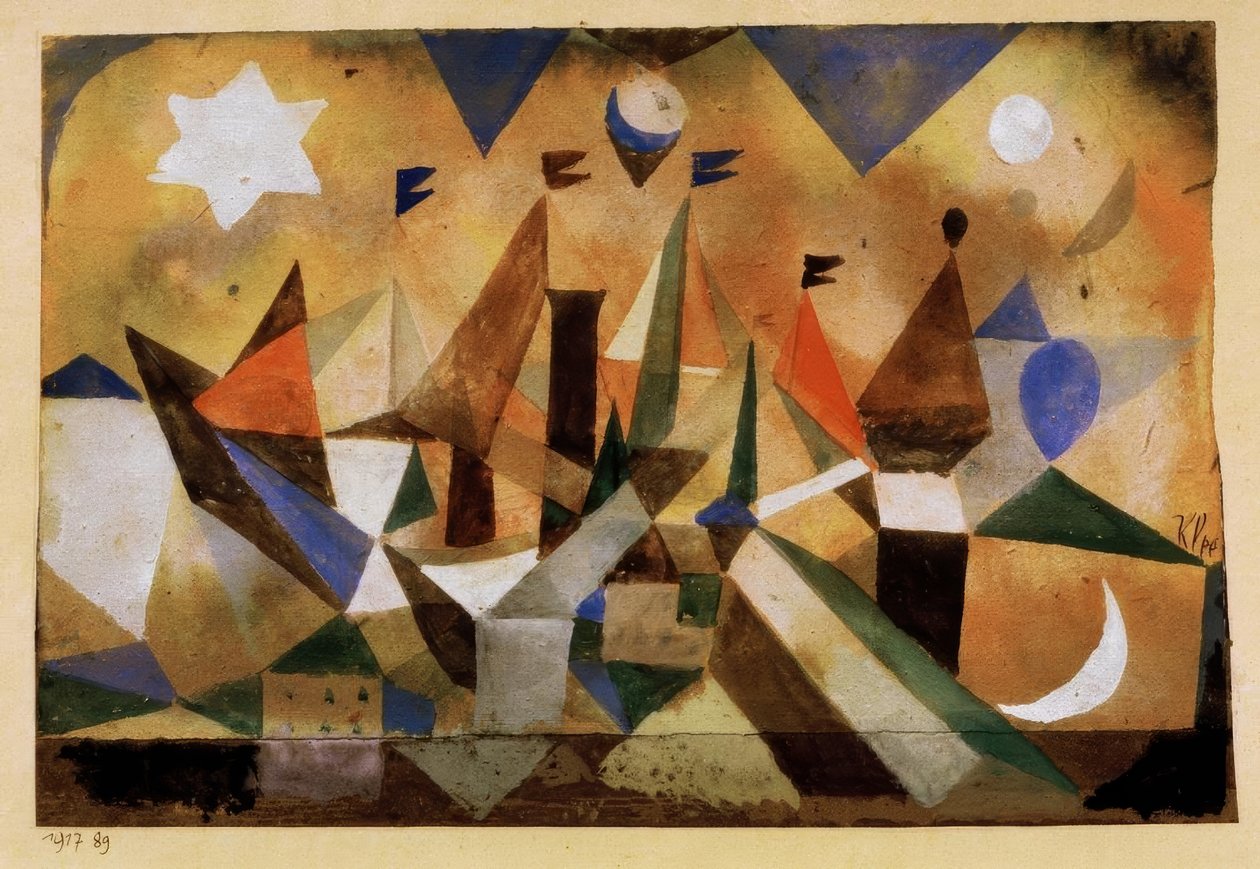 Segelschiffe, den Sturm abwartend tekijältä Paul Klee
