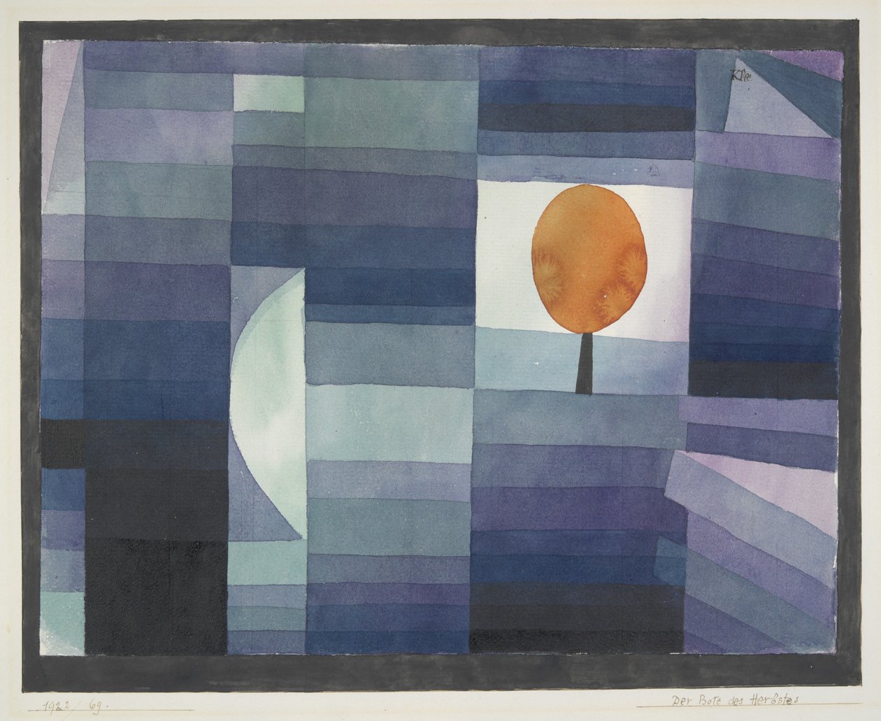 The Harbinger of Autumn vihreä/violetti sävy oranssilla aksentilla tekijältä Paul Klee
