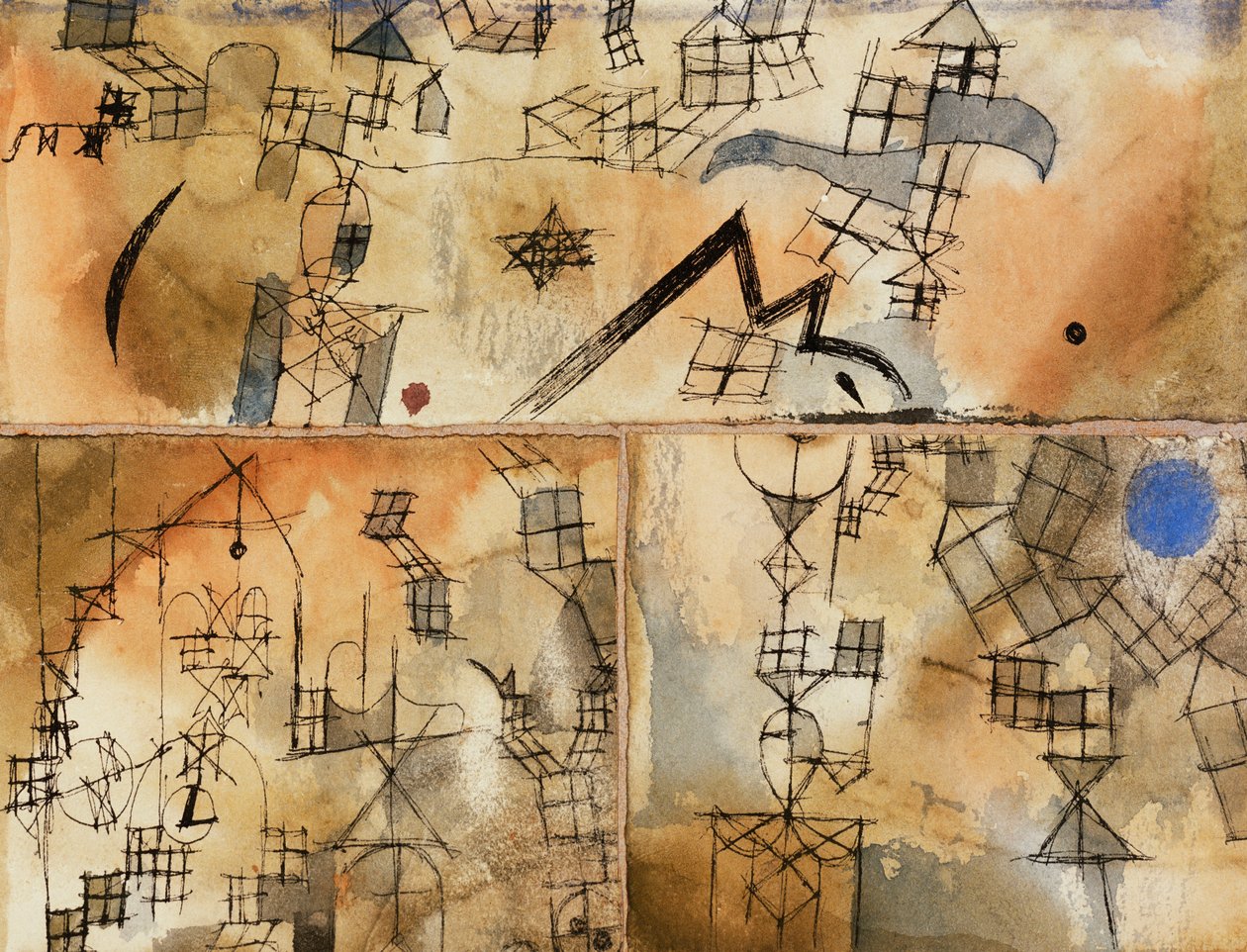 kolmiosainen koostumus; Kolmiosainen sävellys tekijältä Paul Klee