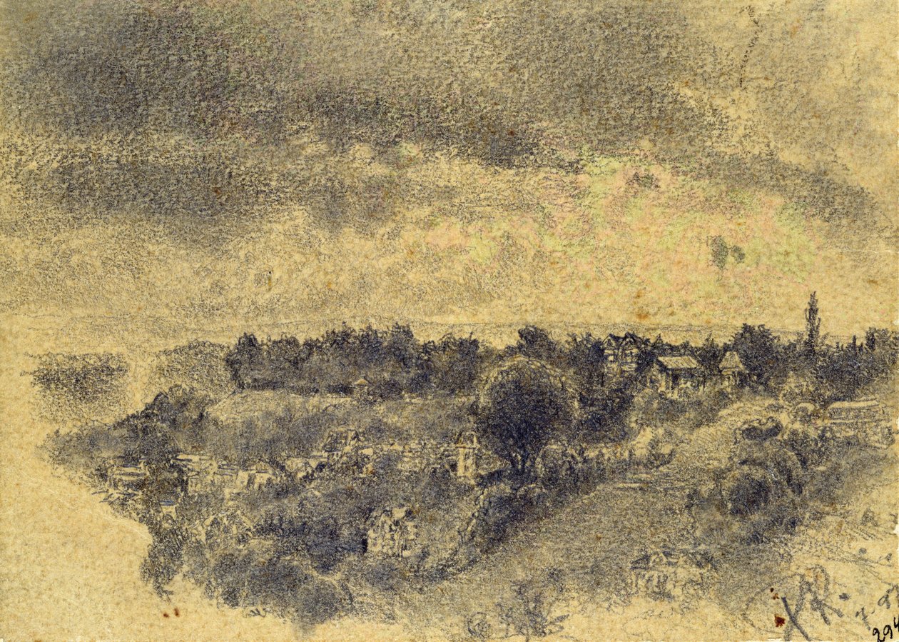 Nimetön (Berne, näkymä Rosengartenille) 1897 (kynä ja sivellin paperille) tekijältä Paul Klee