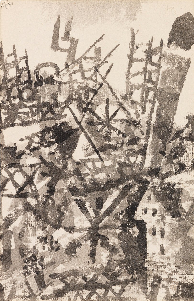 Sota vaeltelee paikkakunnan yli, 1914. tekijältä Paul Klee