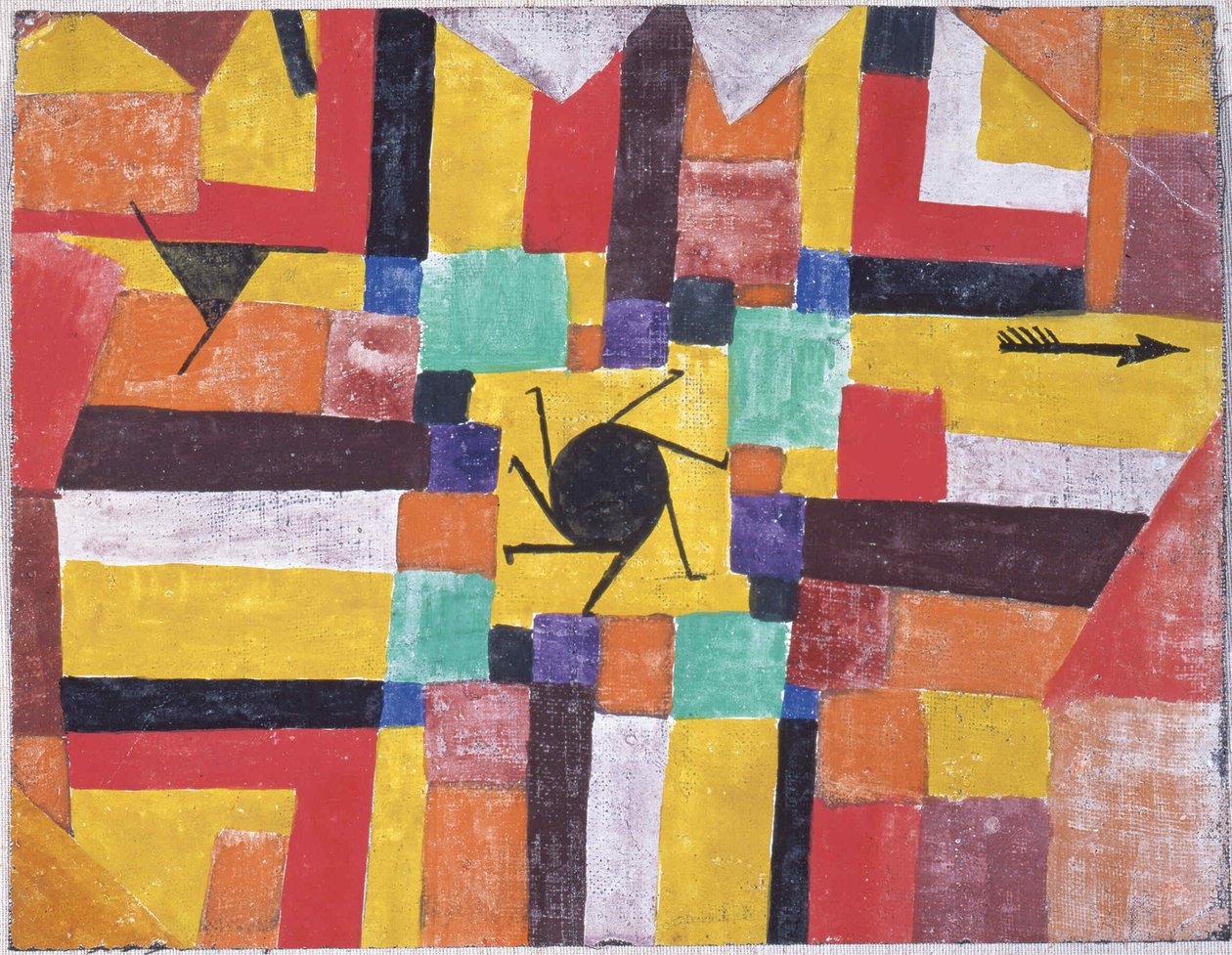 Pyörivän mustan auringon ja nuolen kanssa, 1919. tekijältä Paul Klee