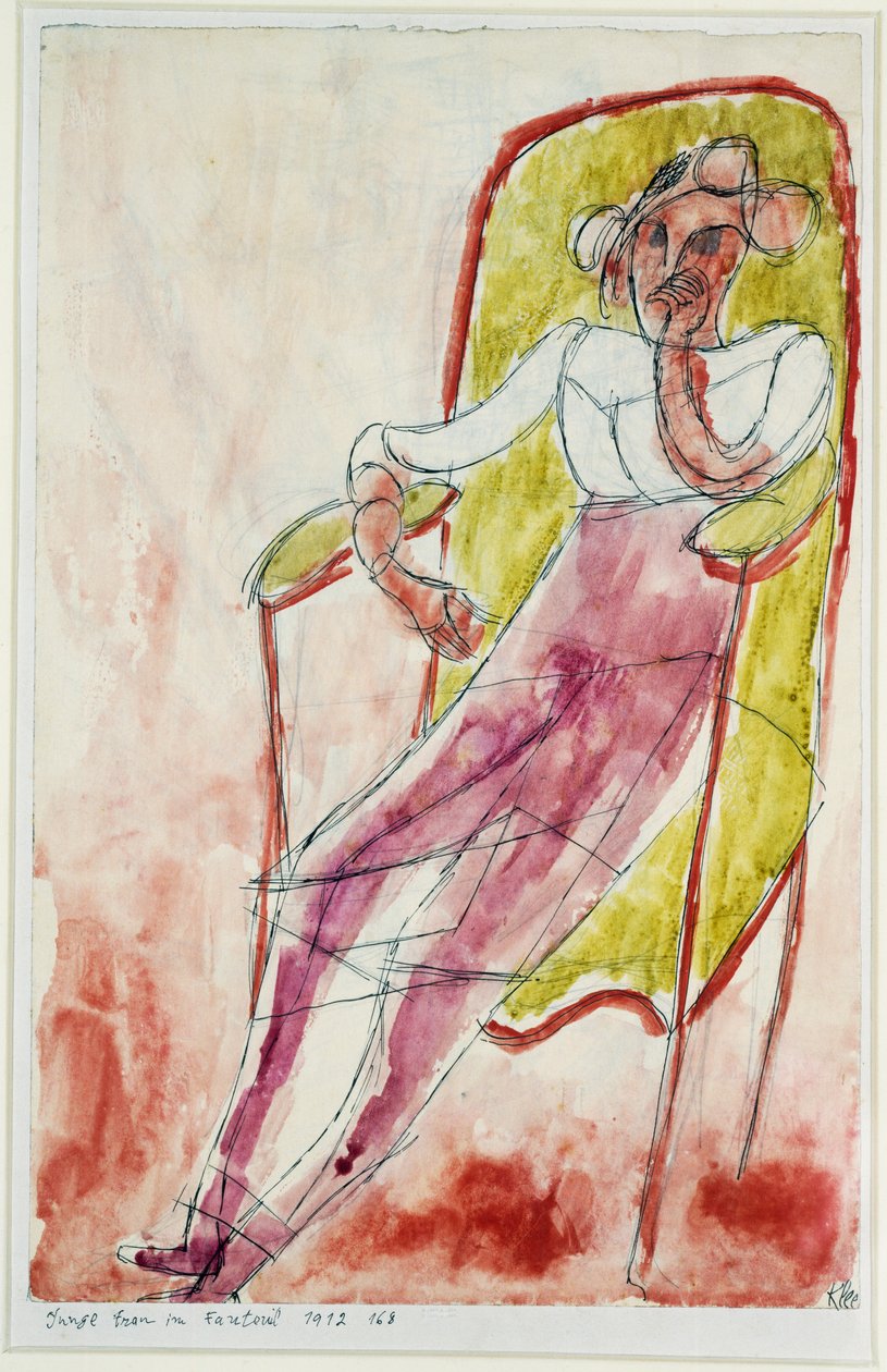 Nuori nainen nojatuolissa tekijältä Paul Klee