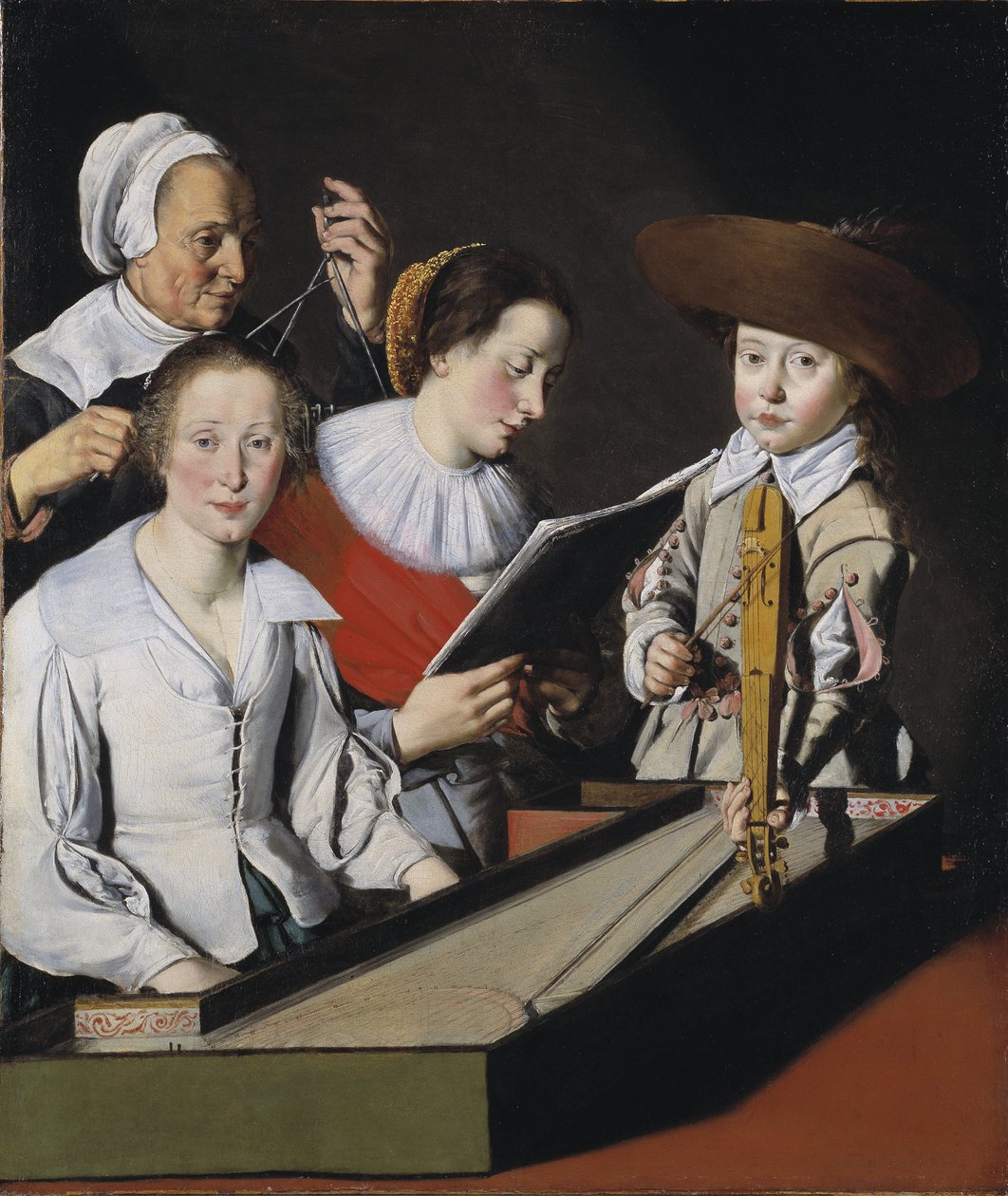 Une fete musicale - Musikaalijuhla, kirjoittanut La Tarte, Paul (?-1636). Öljy kankaalle. Mitat: 116x98,8 cm. Tukholman kansallismuseo tekijältä Paul La Tarte