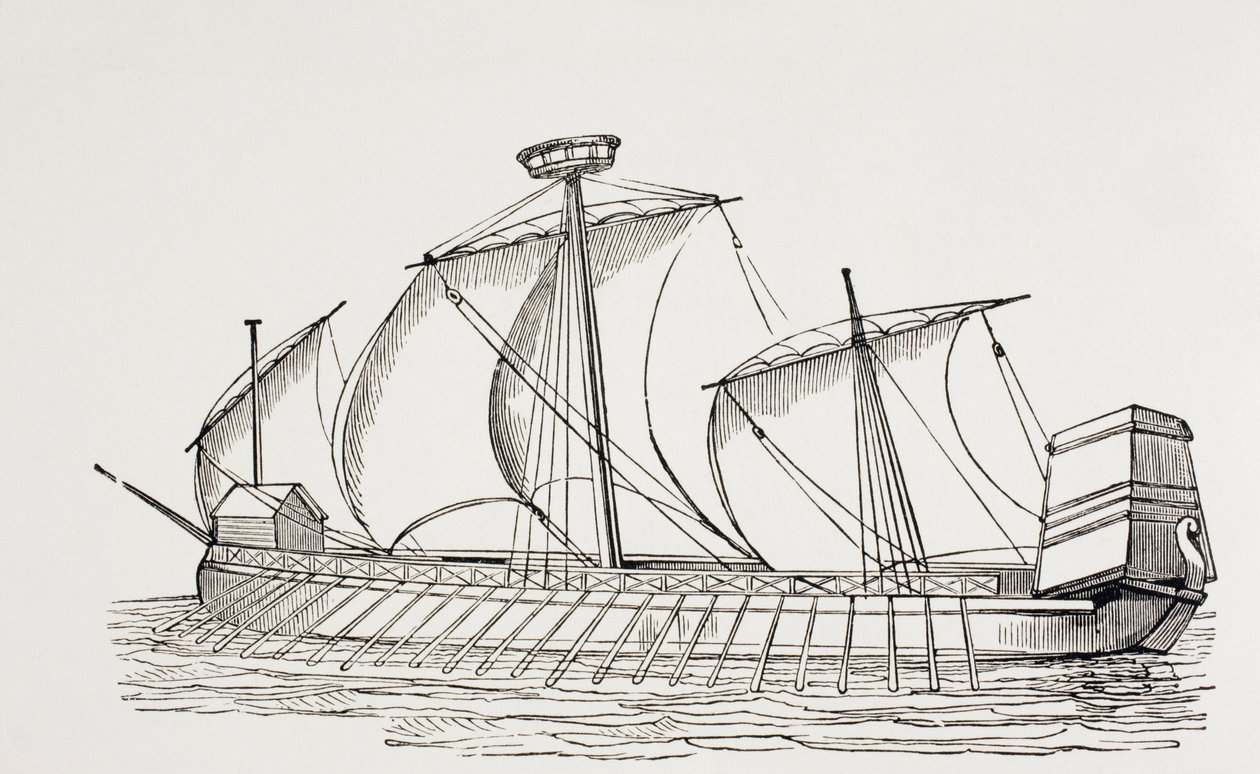 16th Century Kolmimastoinen kaleeri, jossa on neliöpurjeet. tekijältä Paul Lacroix