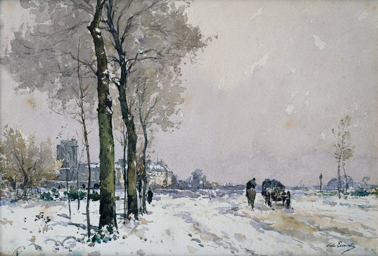 Kaupungin esikaupunki, talvi (öljy kankaalle) tekijältä Paul Lecomte