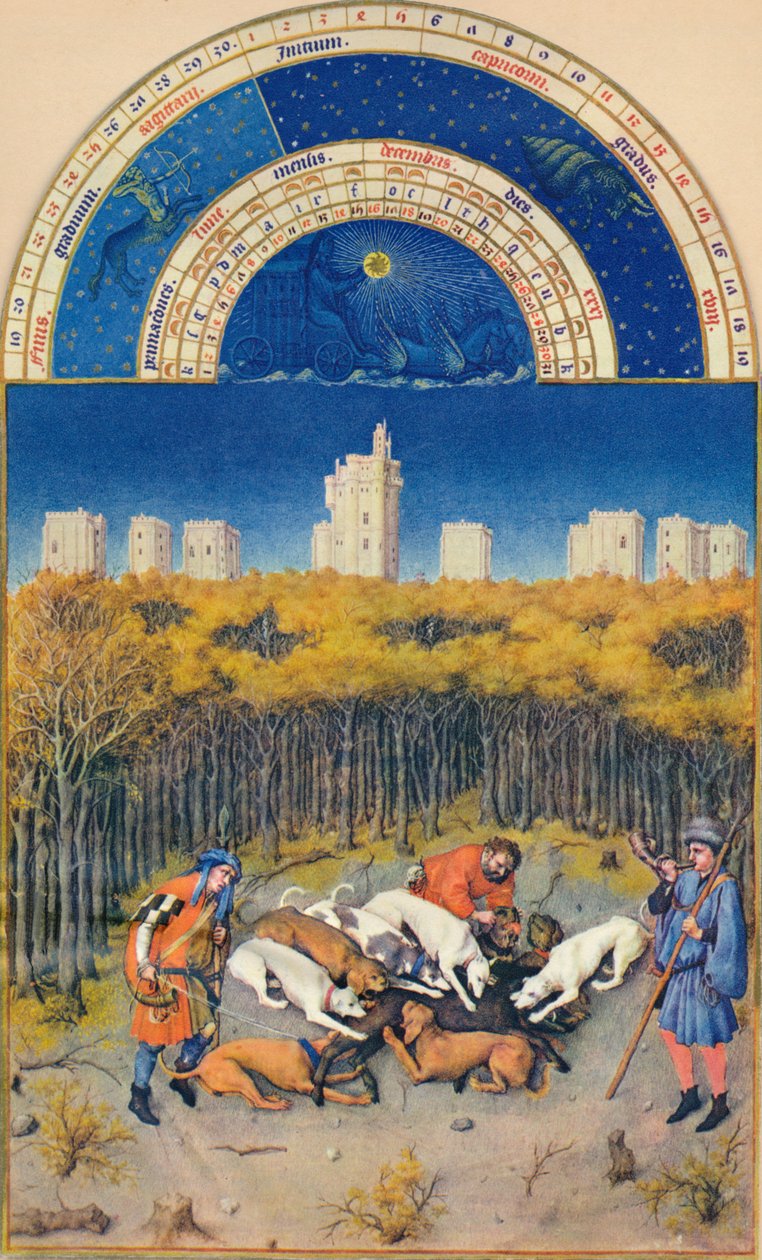 Joulukuu - Château de Vincennes, 1400-luku, 1939. tekijältä Paul Limbourg