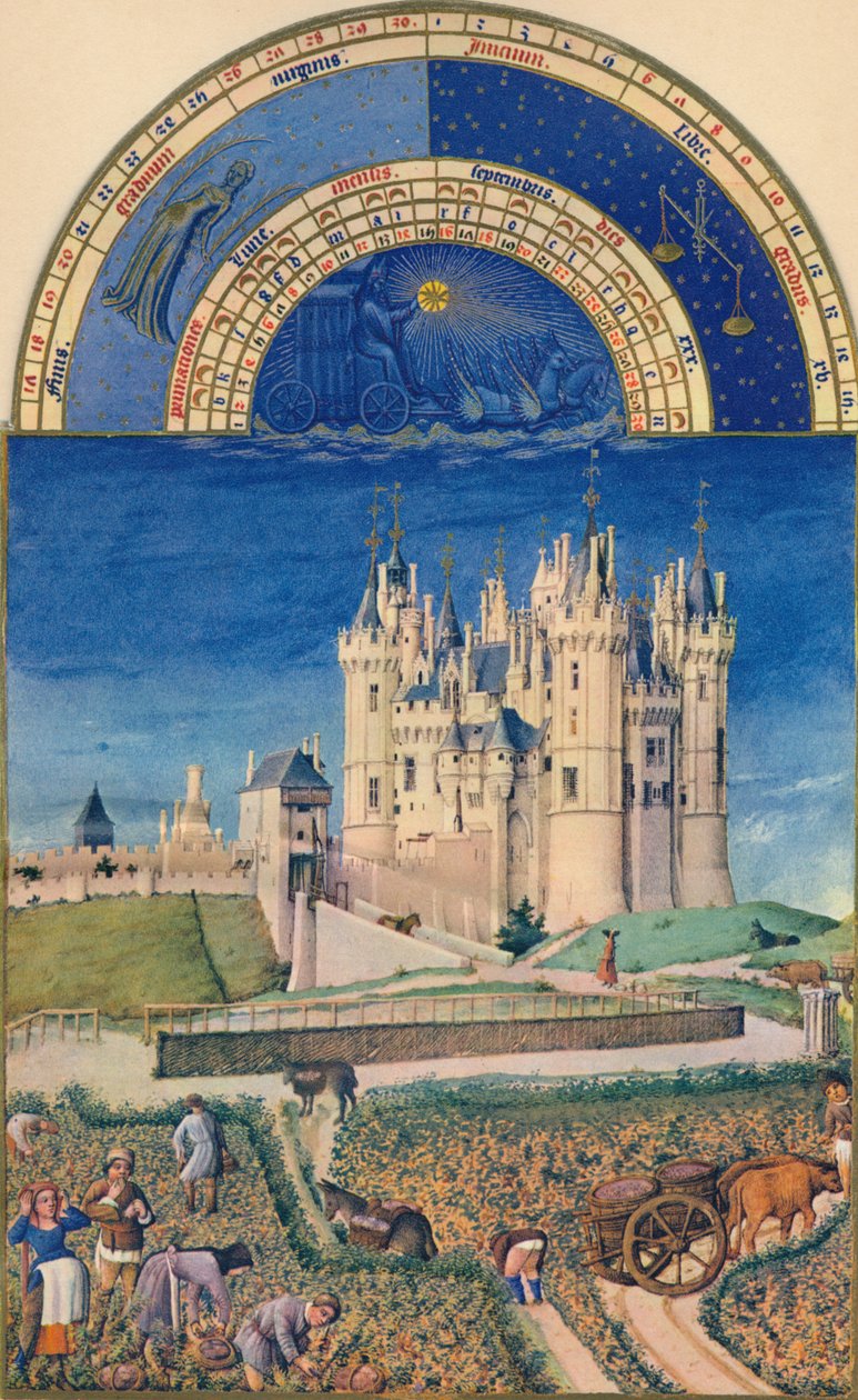 Syyskuu - Château de Saumur, 1400-luku, 1939 tekijältä Paul Limbourg