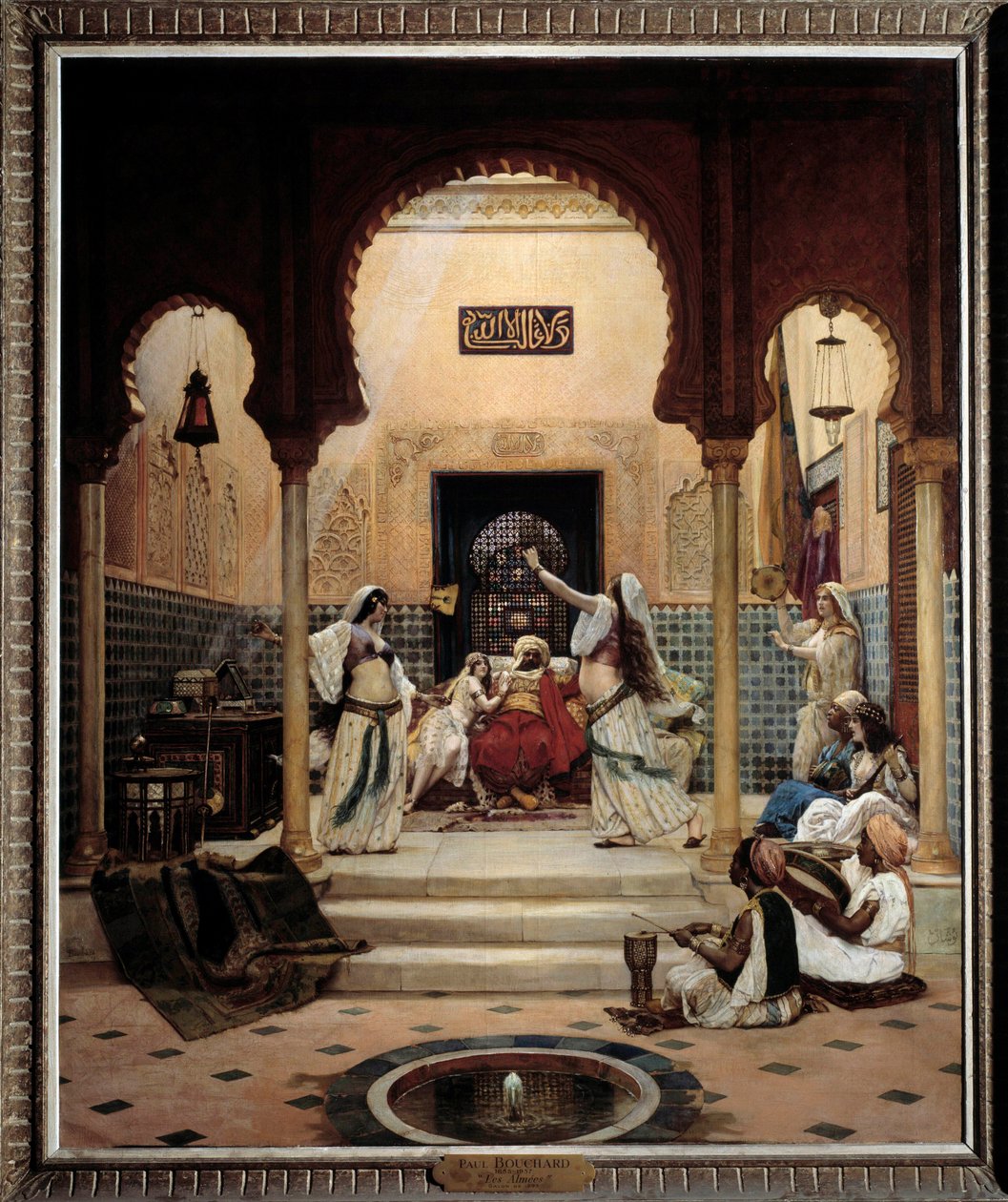 Idän tanssijat (vatsa) haaremissa häiritsevät pashaa. Paul Bouchardin (1853-1937) maalaus 1893 su. 1,6x1,3 m Pariisi, musee d