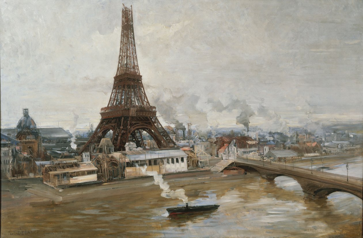 Eiffel-torni Seinen joelta katsottuna, 1889. tekijältä Paul Louis Delance
