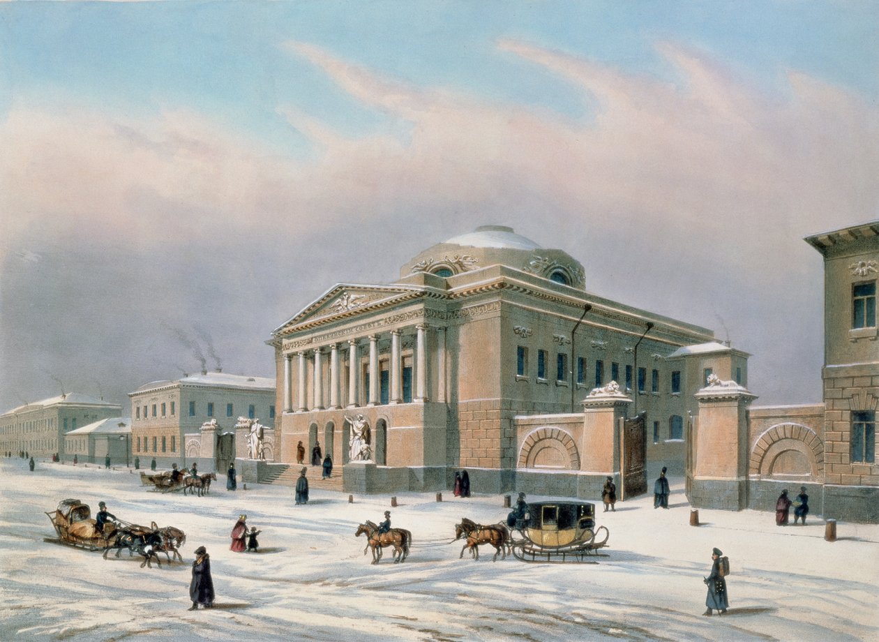 Moskovan opetusneuvoston talo, paina Louis-Pierre-Alphonse Bichebois (1801-50), 1840-luku tekijältä Paul Marie Roussel