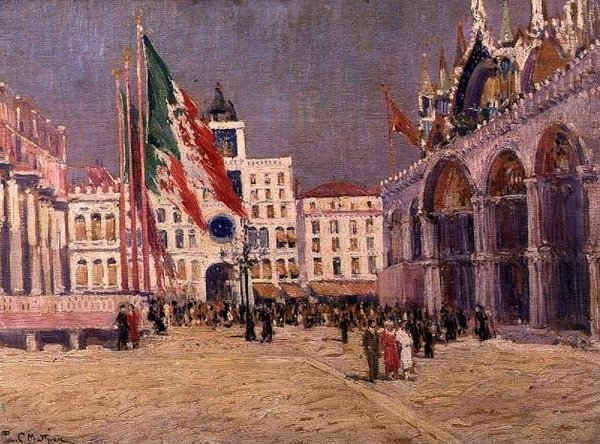 Juhlapäivä, noin 1925 (öljy kankaalle) tekijältä Paul Mathieu
