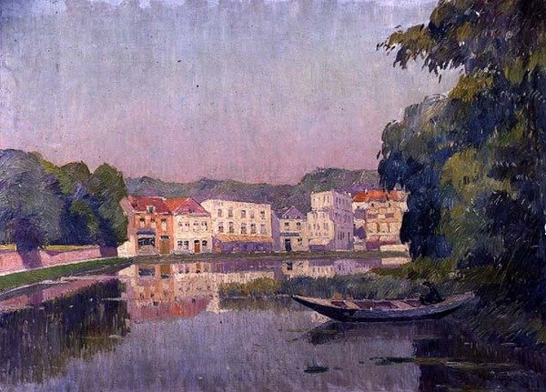 Yksinäinen kalastaja (öljy paneelissa) tekijältä Paul Mathieu