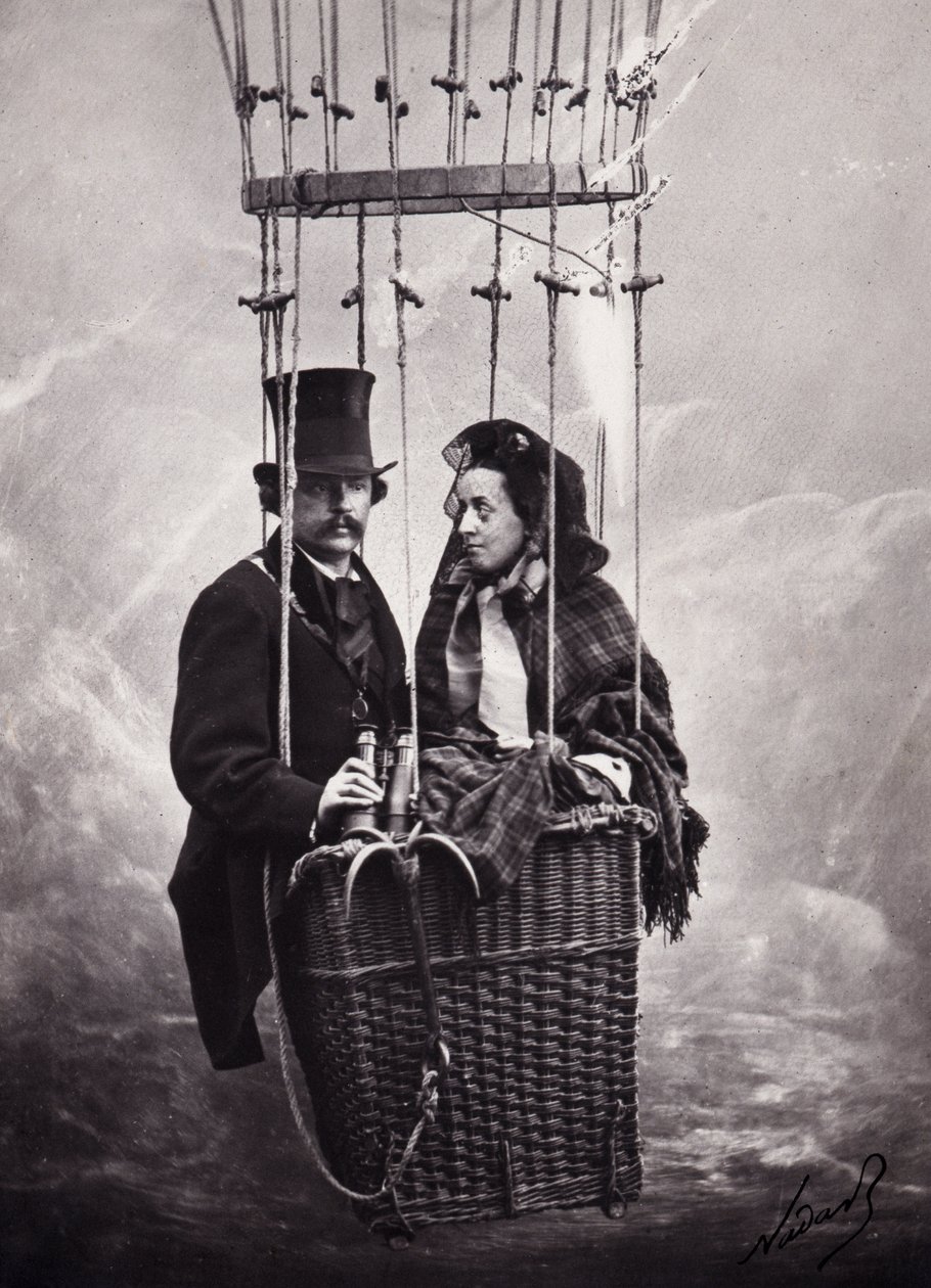 Paul Nadar ja hänen vaimonsa ilmapallon korissa (kuumailmapallo) (m/v kuva) tekijältä Paul Nadar