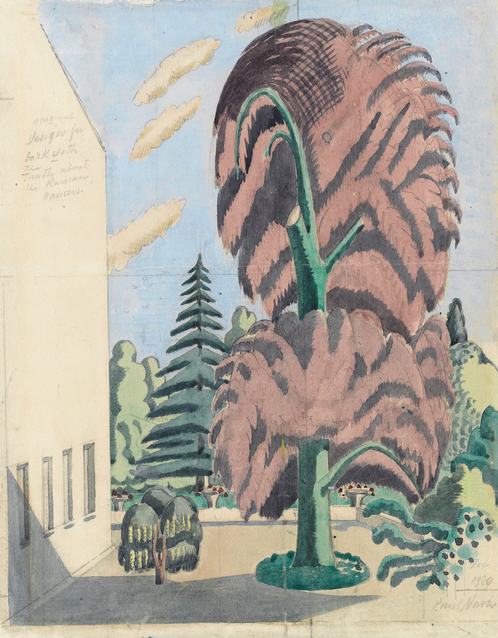 Suunnittelu taustakankaalle, The Truth about the Russian Dancers tekijältä Paul Nash