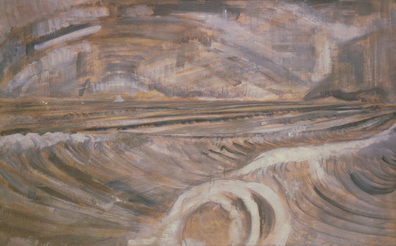 Dymchurch, n. 1921 (öljy kankaalle) tekijältä Paul Nash