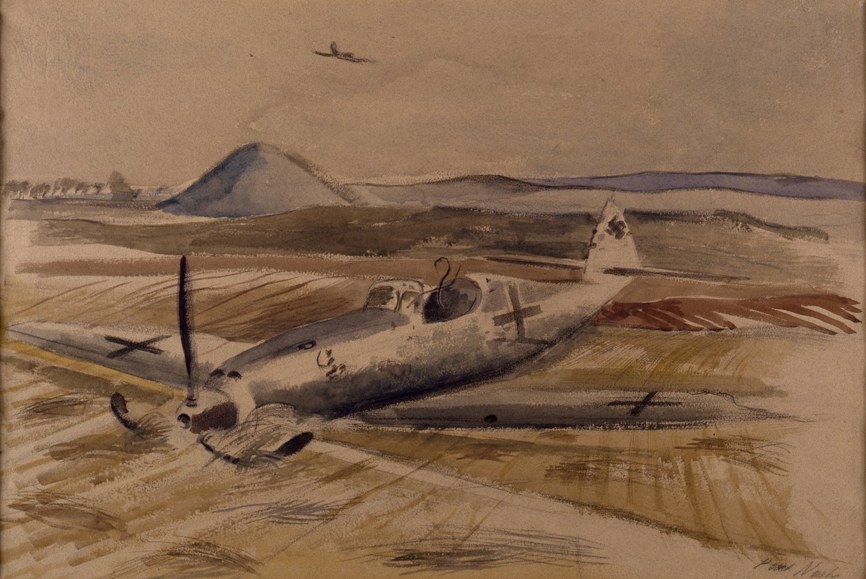 Tapaaminen iltapäivällä, n. 1940 (akvarelli paperille) tekijältä Paul Nash