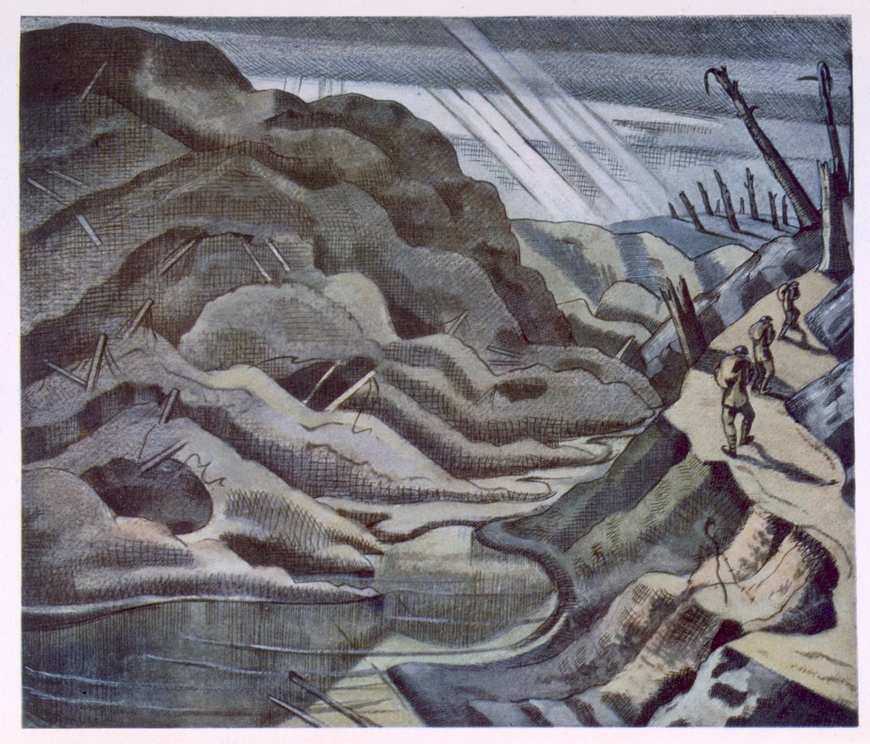 Maisema, Our Lordin vuosi 1917, brittiläisiltä taiteilijoilta rintamalla, Länsirintaman jatko, osa 3, Paul Nash tekijältä Paul Nash
