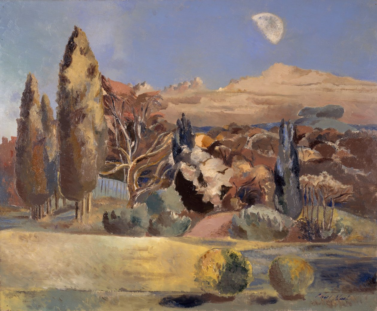 Kuun ensimmäisen neljänneksen maisema tekijältä Paul Nash