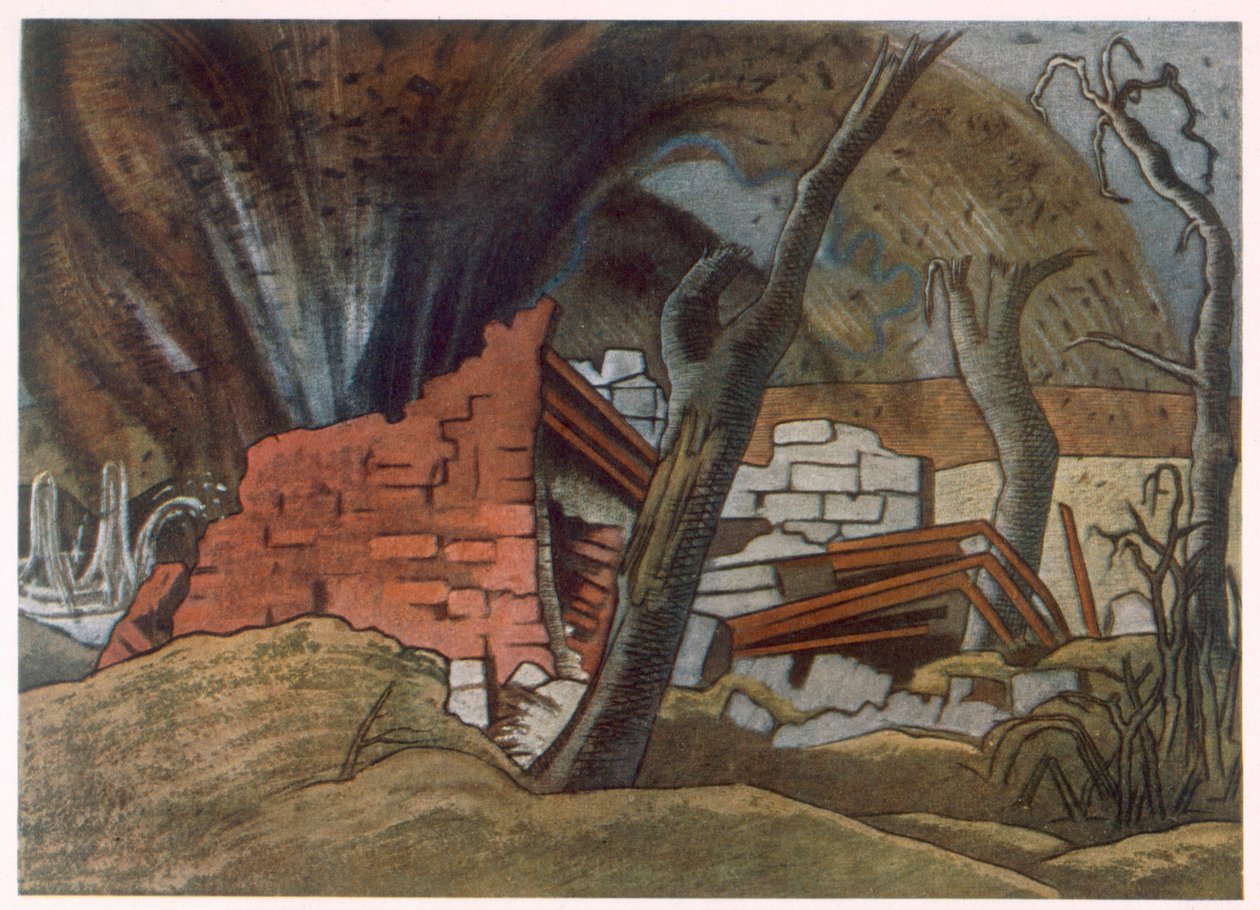 Shell Bursting, British Artists at the Front, jatkoa Länsirintamalle, osa 3, Paul Nash tekijältä Paul Nash