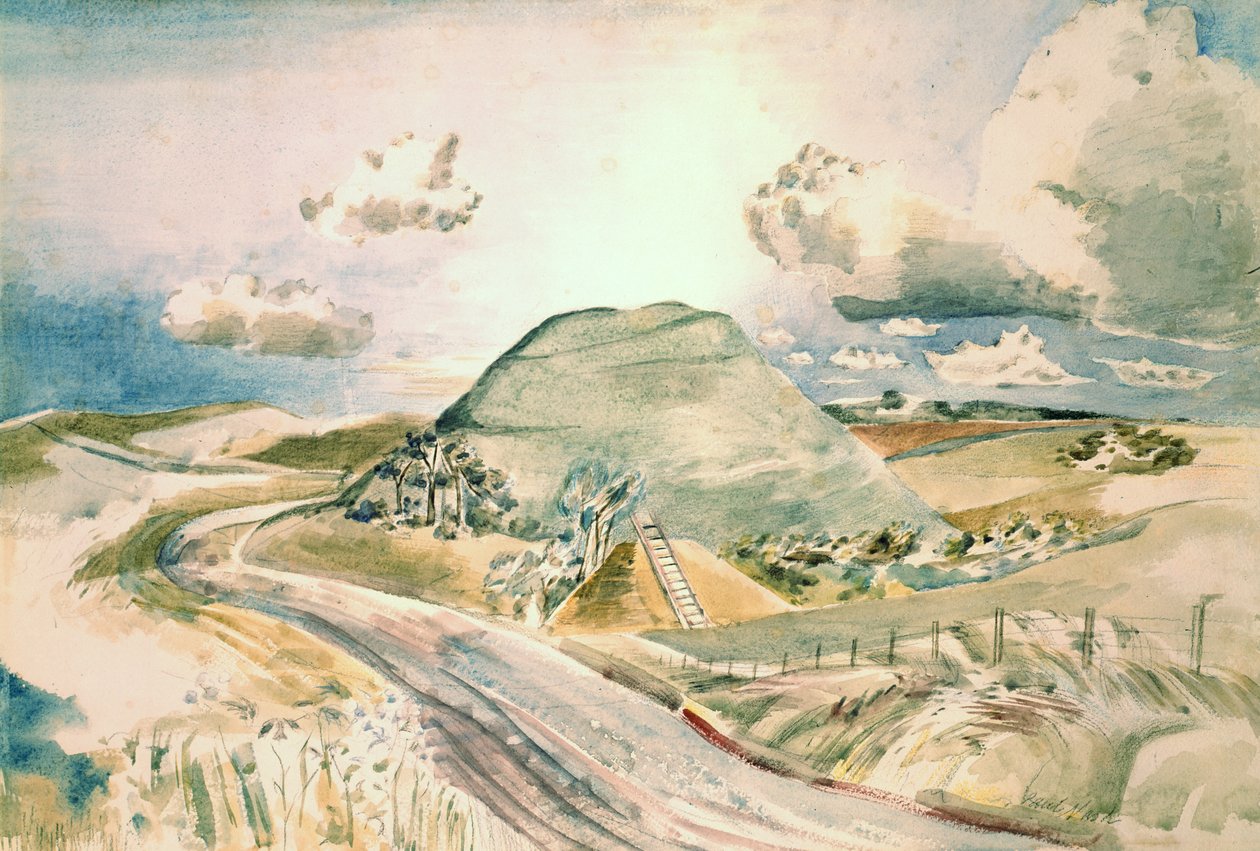 Silbury Hill (akvarelli paperille) tekijältä Paul Nash