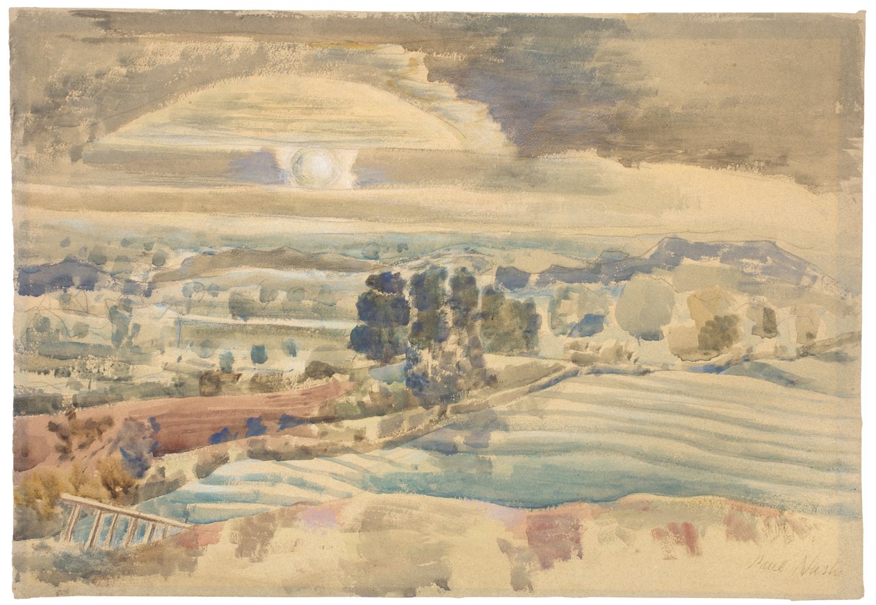 Auringonnousu laakson yllä tekijältä Paul Nash