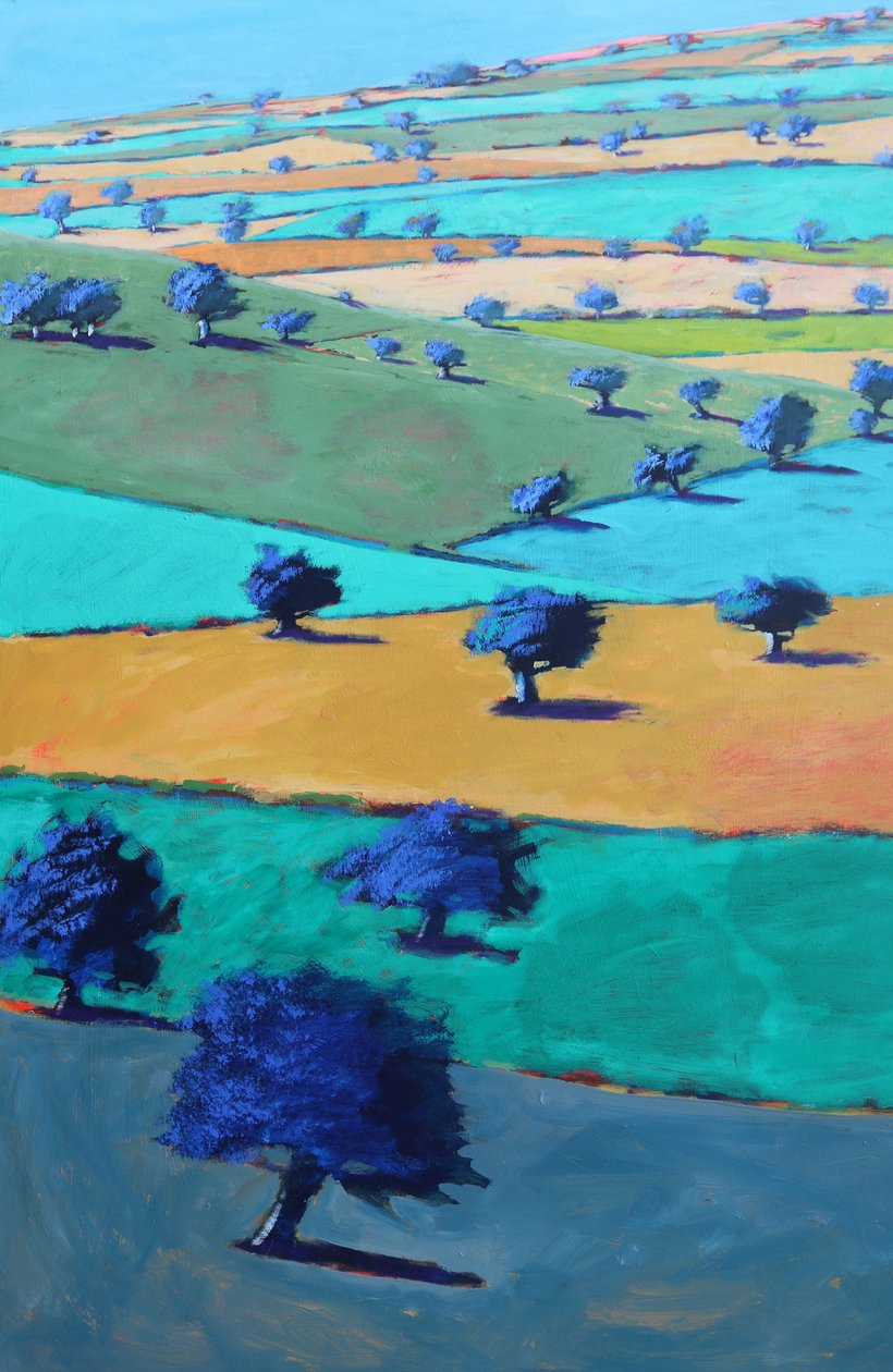 Cotswold Way, From Broadway #1, 2022 (akryyli laudalle) tekijältä Paul Powis