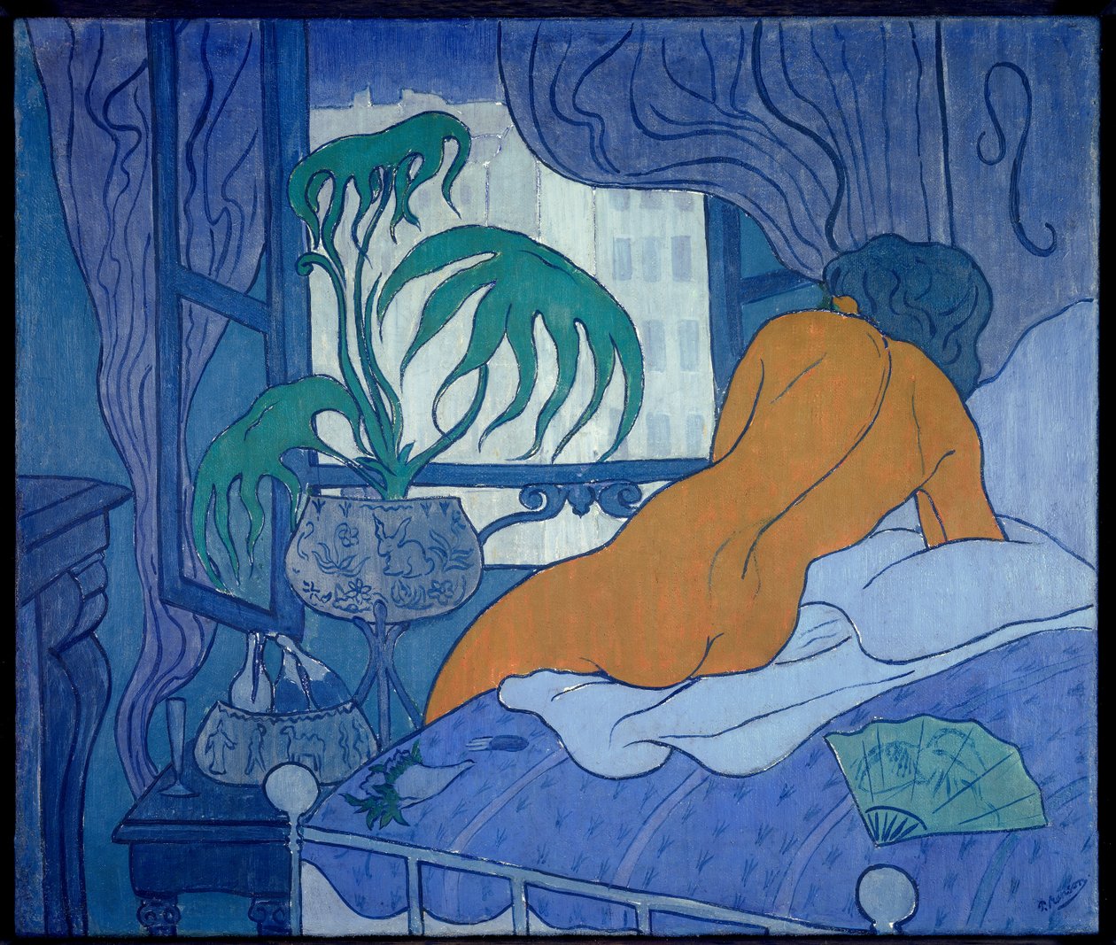 Paul Ransonin (1864-1909) Sininen tai alastonhuone viuhkamaalauksessa 1891 su. 0,45x0,54 m Yksityinen kokoelma tekijältä Paul Elie Ranson