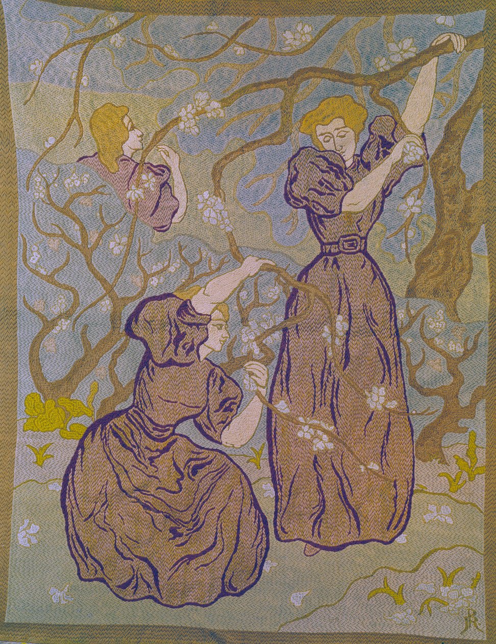 Kaksi naista kukkivan puun alla Tapetti Paul Ranson (1864-1909) 1900-luvun kokoelma Michel Ranson tekijältä Paul Elie Ranson