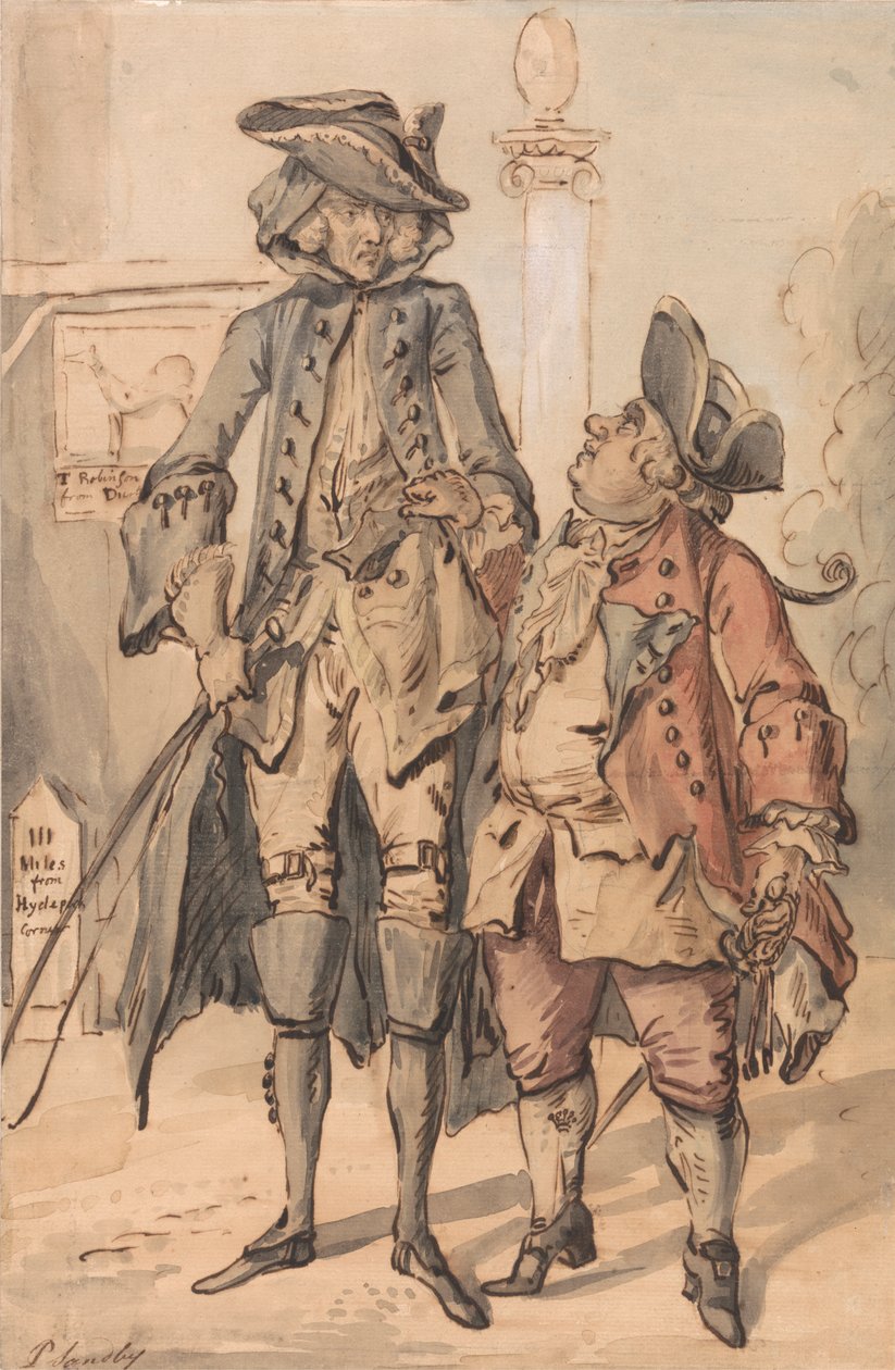 Karikatyyri George Bubb Dodingtonista ja Sir Thomas Robinsonista tekijältä Paul Sandby