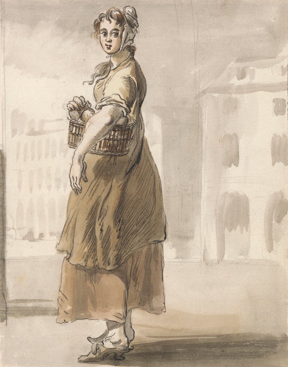 London Cries: A Girl with a Basket of Oranges tekijältä Paul Sandby