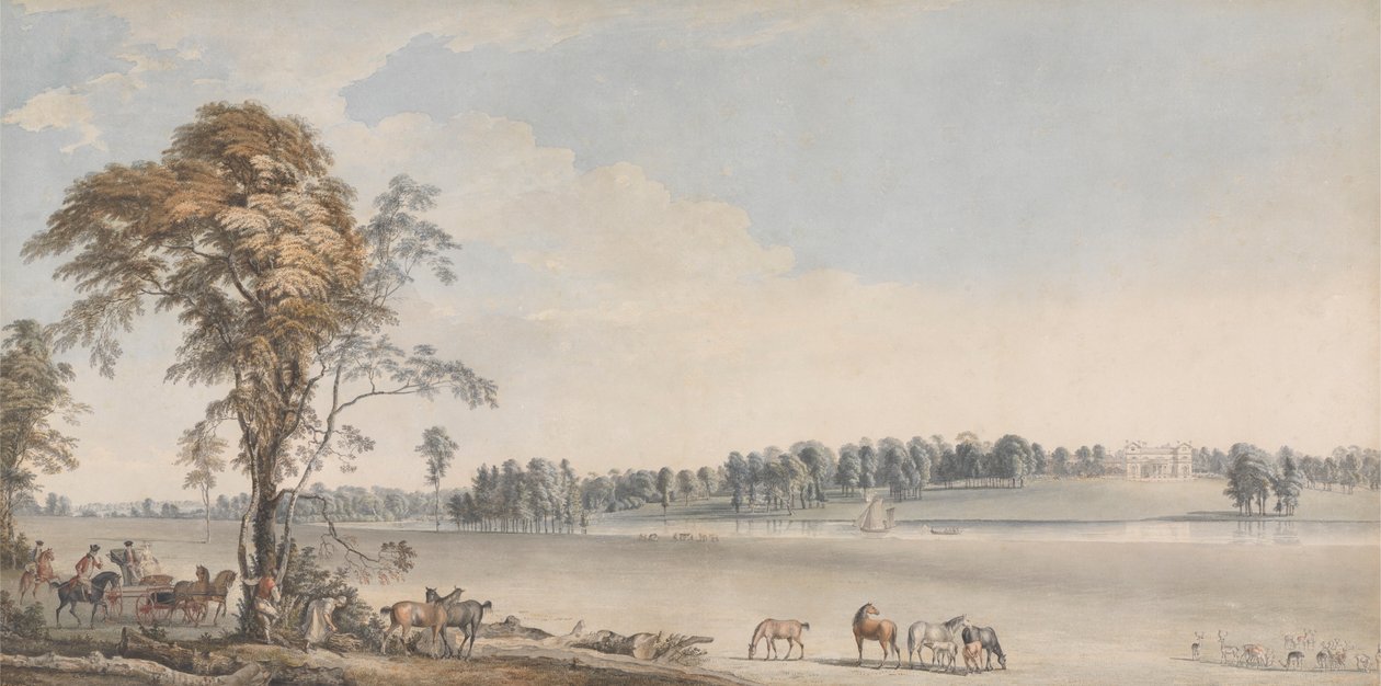 Luoteisnäkymä Wakefield Lodgesta Whittlebury Forestissa, Northamptonshiressa tekijältä Paul Sandby