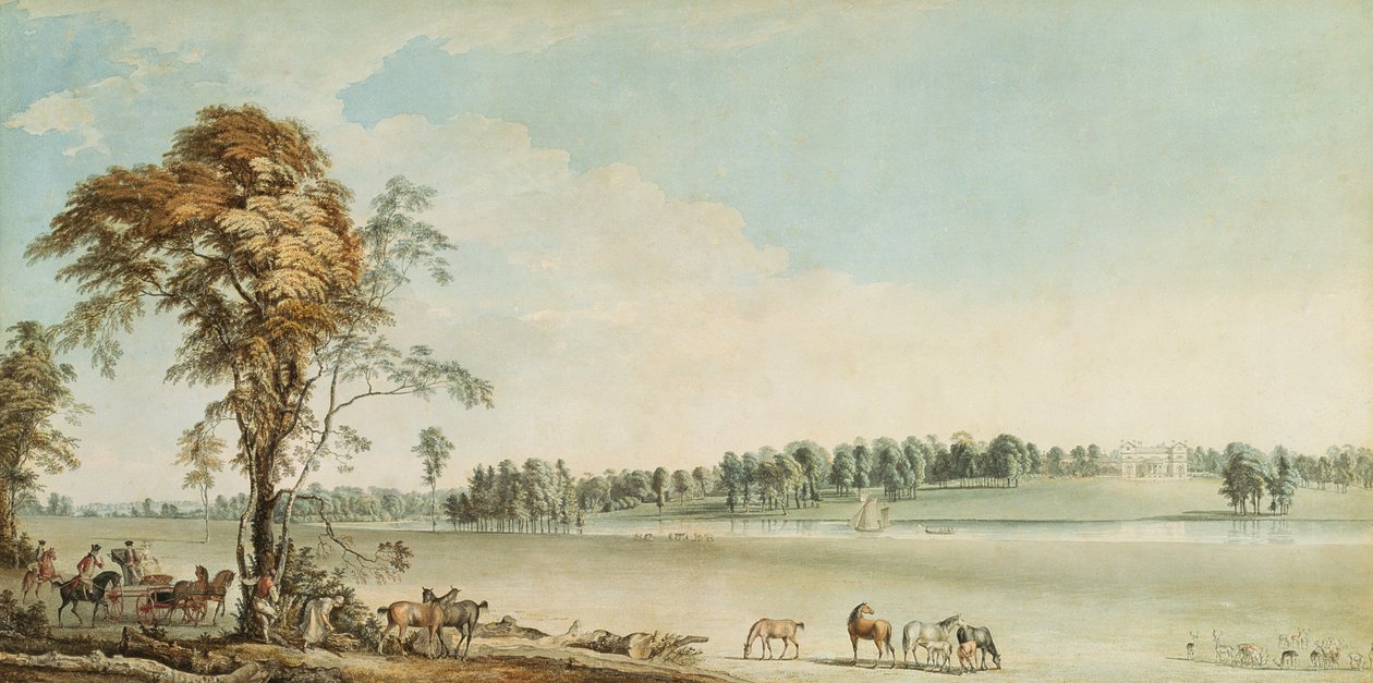 Luoteisnäkymä Wakefield Lodgesta Whittlebury Forestissa, Northamptonshiressa tekijältä Paul Sandby